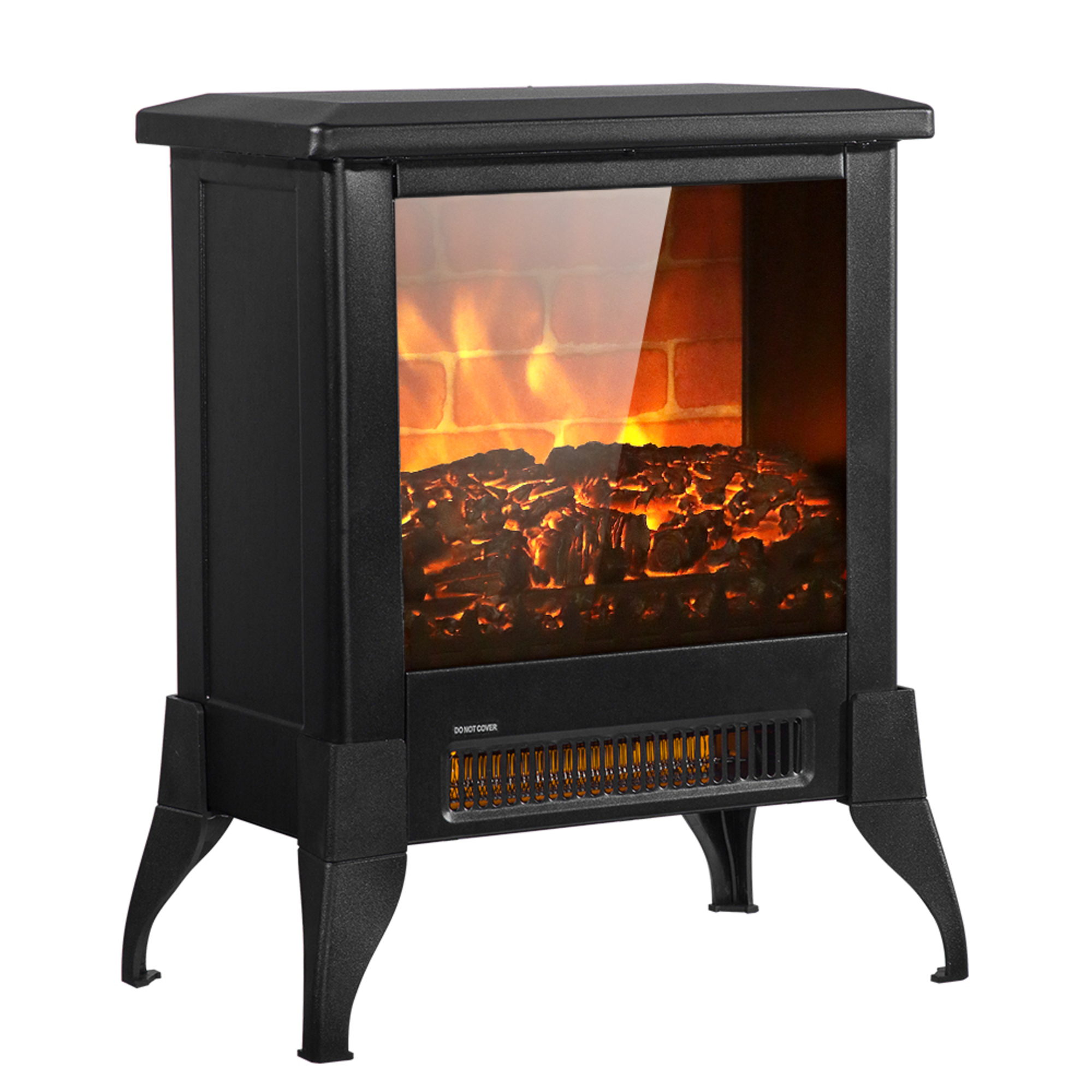 Glavbiku 14 inch 1400w Freestanding Electric Fireplace Stove Heater with 3D Realistic Flame
