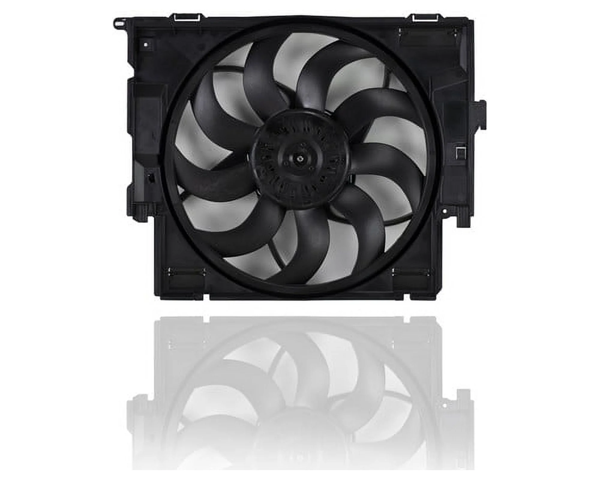 Dual Radiator and Condenser Fan Assembly Compatible/Replacement for '12-18 BMW 320i, 15-15 2-Series Conv 2.0L Turbo Gas, 14-16 2-Series Without SULEV + M-Sport, With Module & Brushless - 17428641963