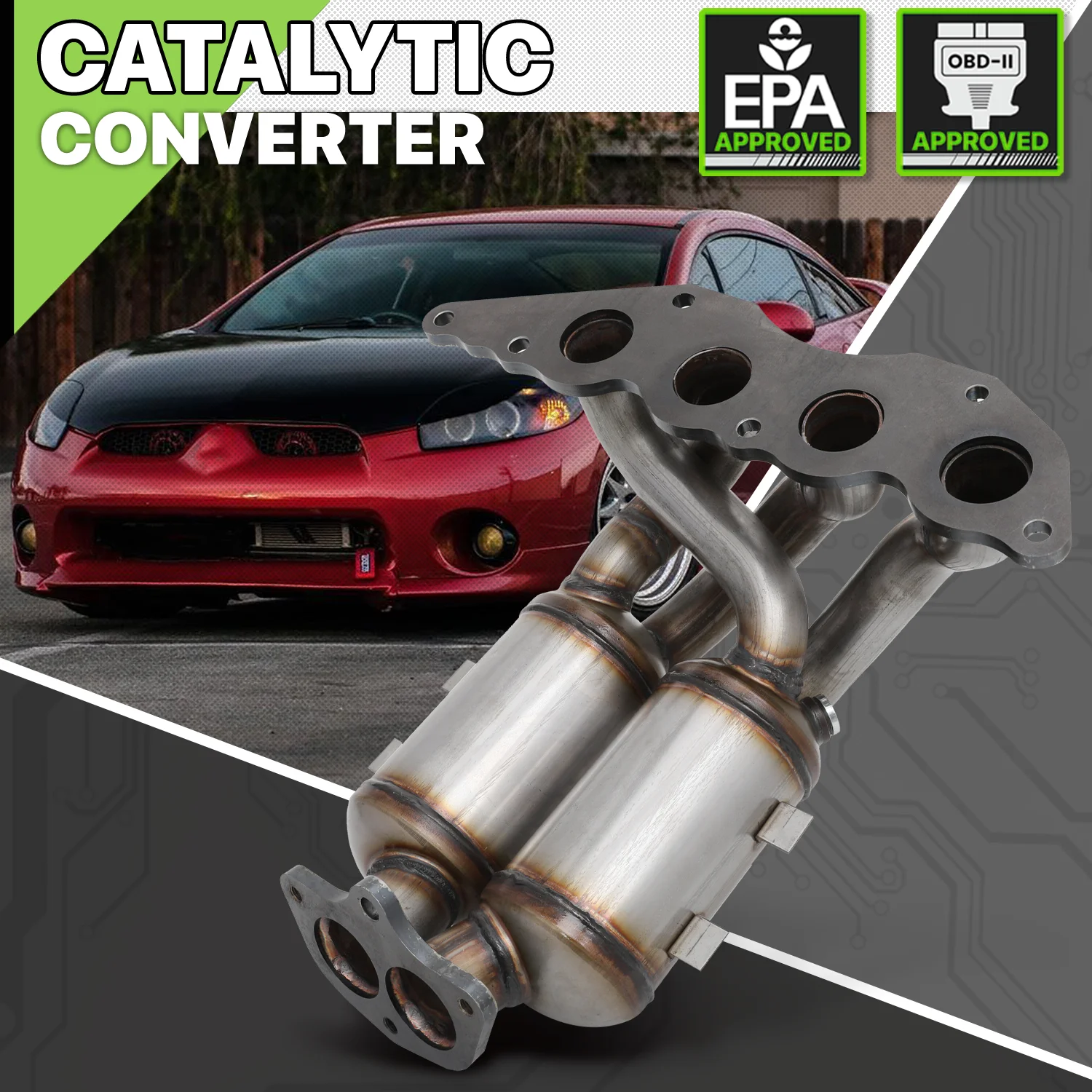 Magshion Catalytic Converter Exhaust Header Manifold For 2006 2007 2008 2009 2010 2011 2012 Mitsubishi Eclipse 2.4L