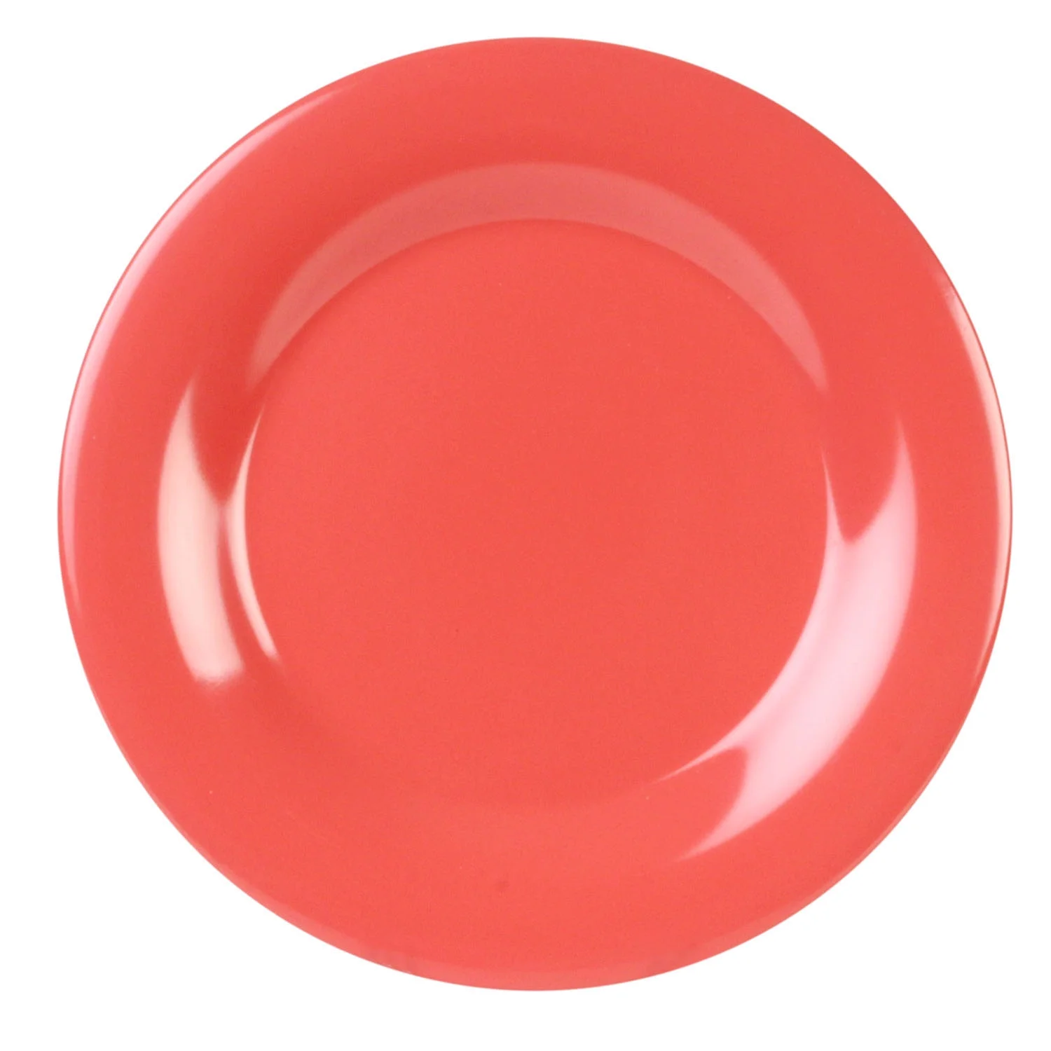 Excellante Color orange melamine dinnerware collection 5.5 inch wide rim round plate, comes in dozen