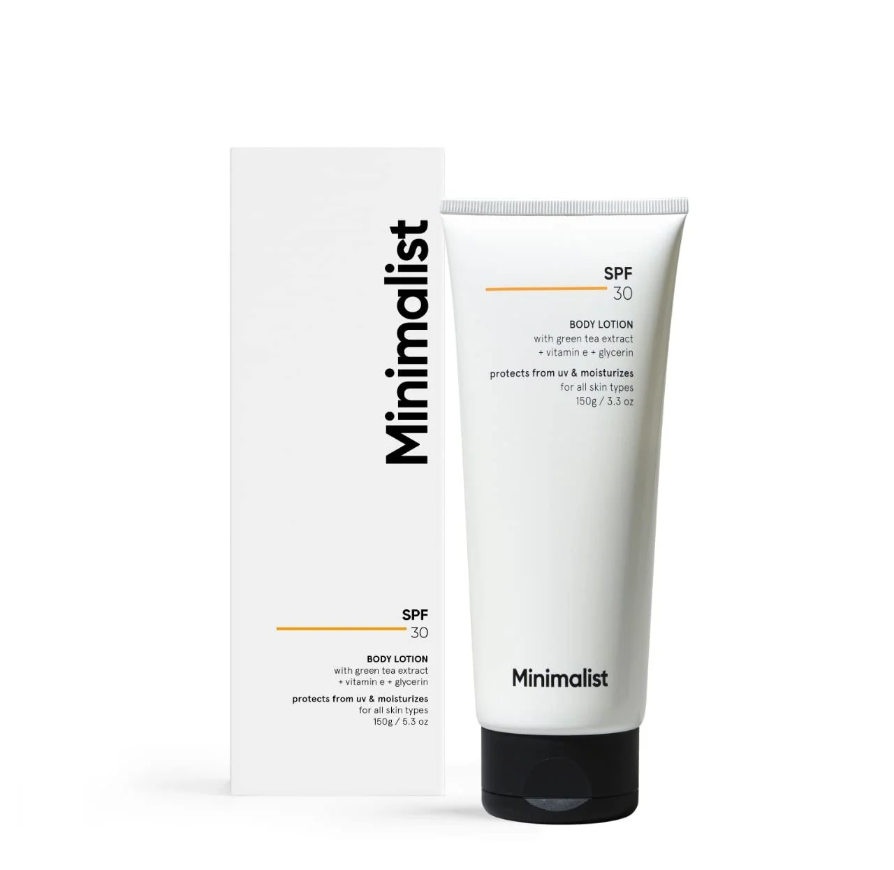 Minimalist SPF 30 Body Lotion, UVA & UVB Protection | Photostable | Acne Safe | Broad Spectrum PA+++ Sunscreen | For Men & Women | 150 g