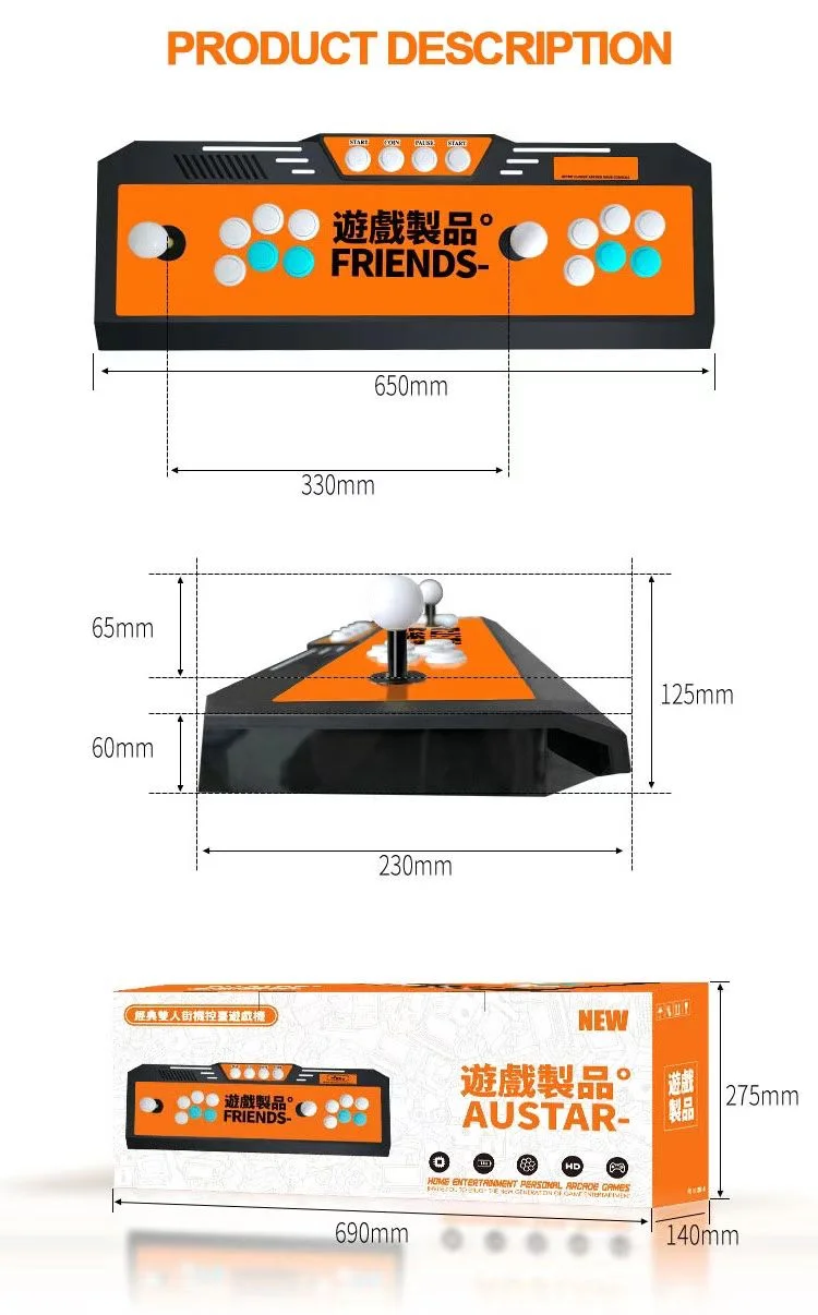 1280x720P Pand0ra Games Arcade Game Console, 6000 Games Installed, WiFi Function to Add More Games, Support 3D Games, Search/Save/Hide/Pause Games