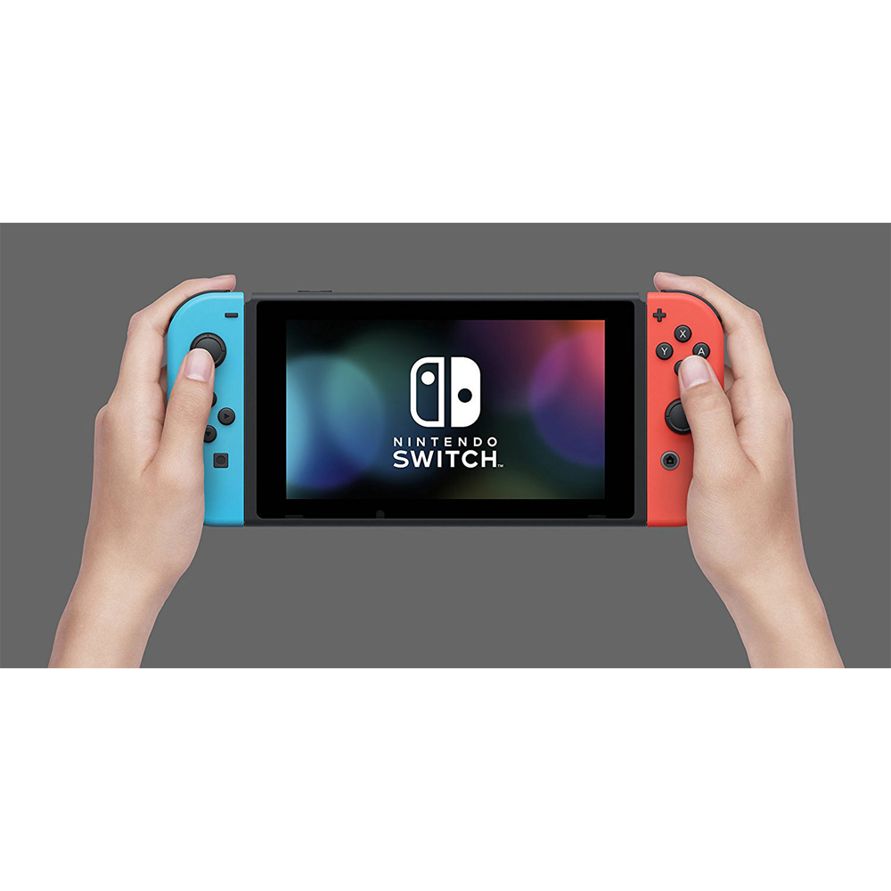 Nintendo Switch 32 GB Console w/ Neon Blue and Red Joy-Con (HACSKABAA) + Gaming & Accessories Bundle Includes, Nintendo Mario Kart 8 Deluxe, Nintendo Super Mario Party, 2-Pack Steering Wheel + More