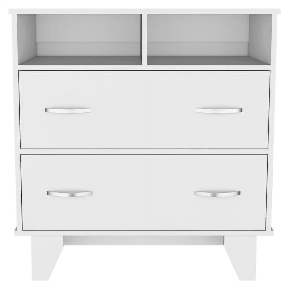 2-Drawer 2-Shelf Dresser White