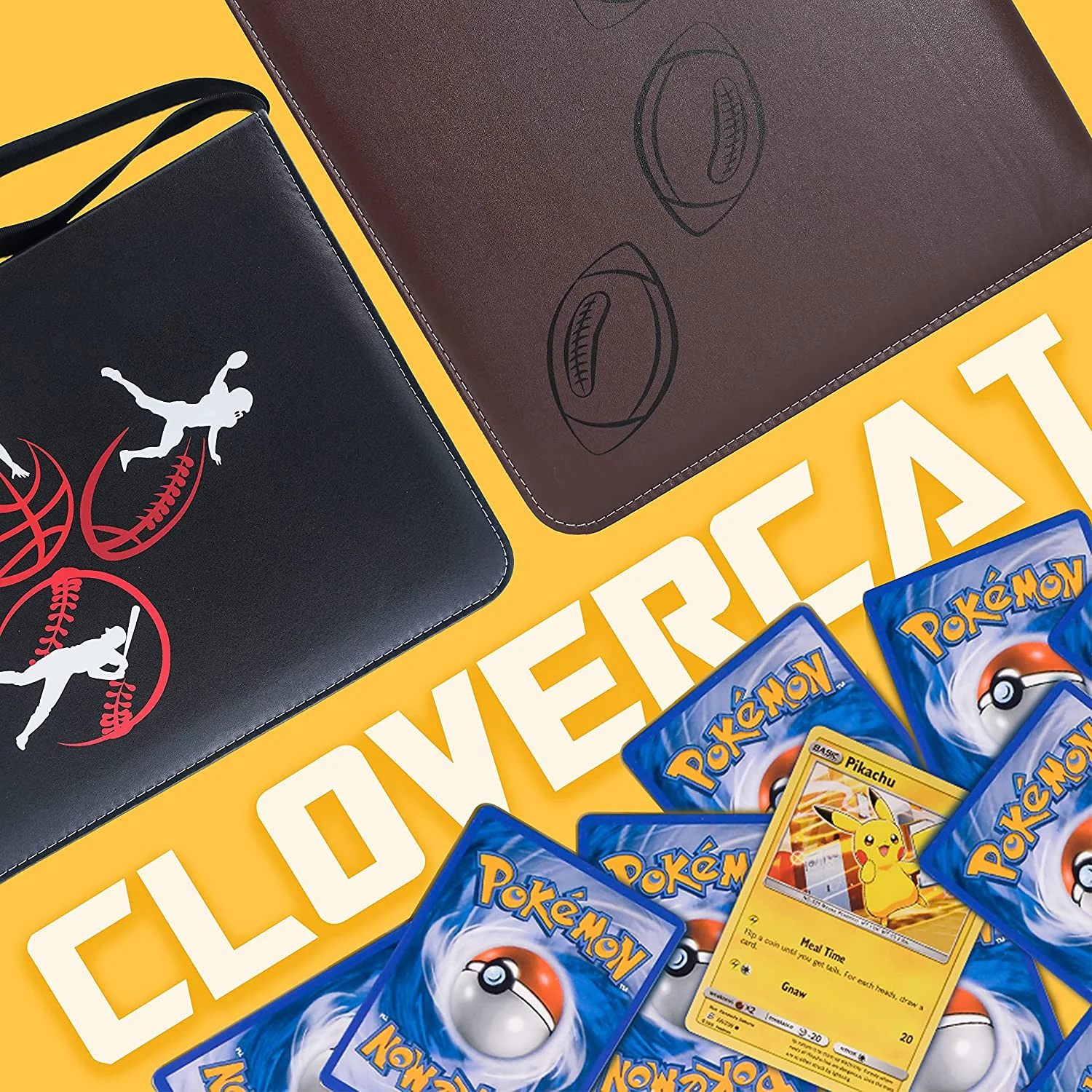 CloverCat 9 Pocket Football Waterproof Trading Card Binders Double Sided, 40 Pages Football Card Sleeves Holder with Up to 720 Cards for Sports Cards 3 Rings Design - Protect, Organize, Storage Case