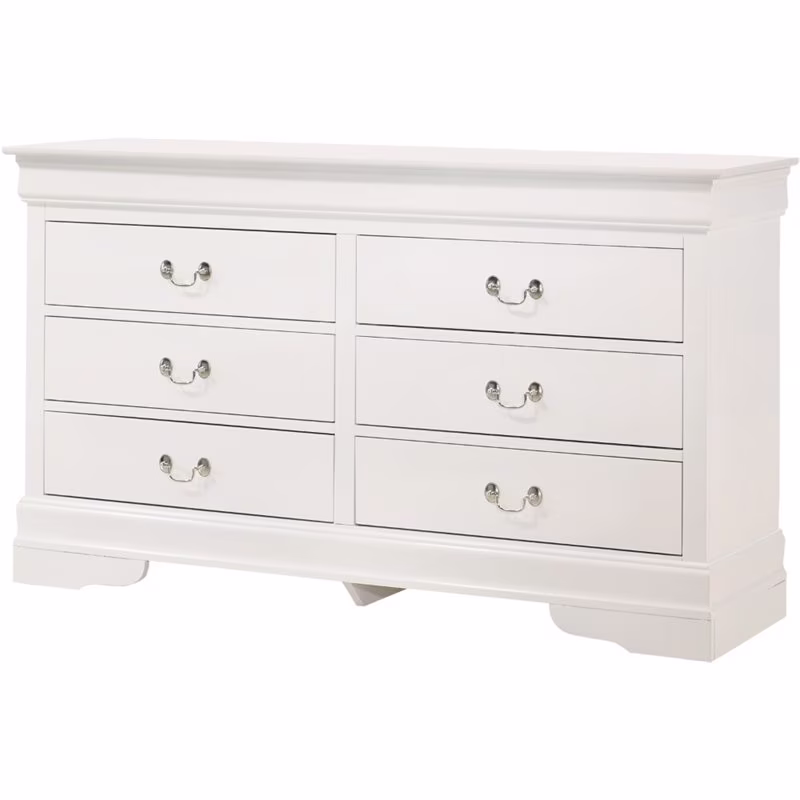 Bowery Hill Engineered Wood Traditional 6 Drawer Dresser in White