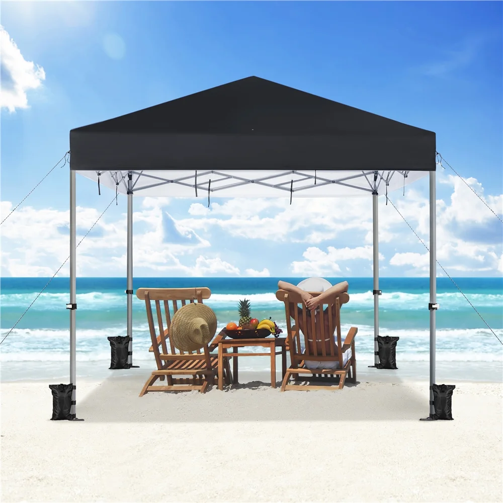 Topeakmart 12x12ft Pop-up Canopy with One-Push-To-Lock Setup, Black