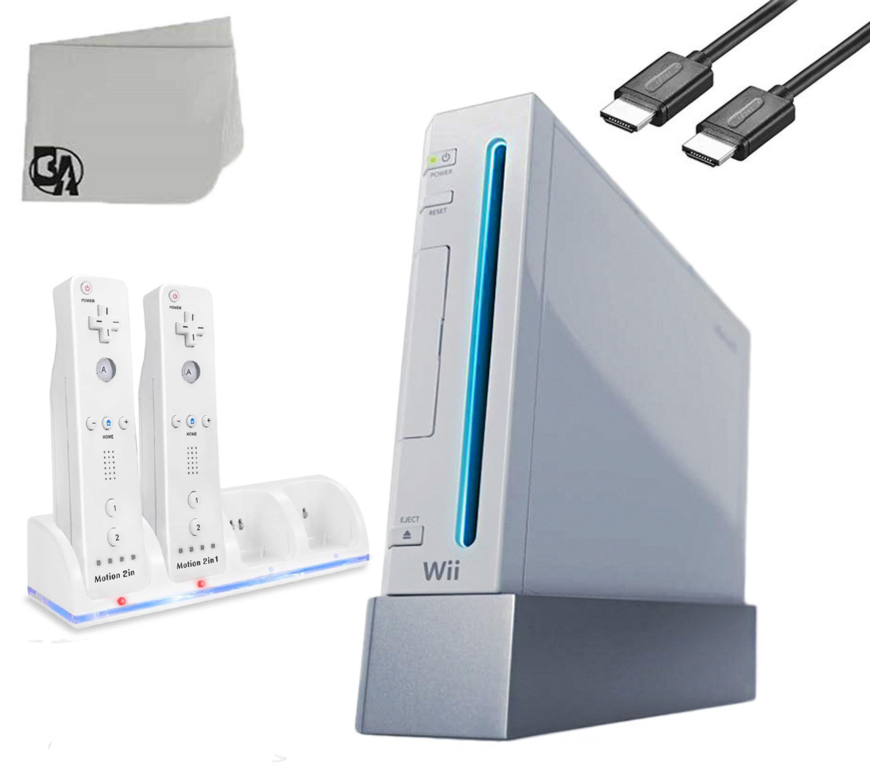 Immerse Yourself in Gaming Wii Console White With 4in1 Charging Station HDMI Cable BOLT AXTION Bundle Like New