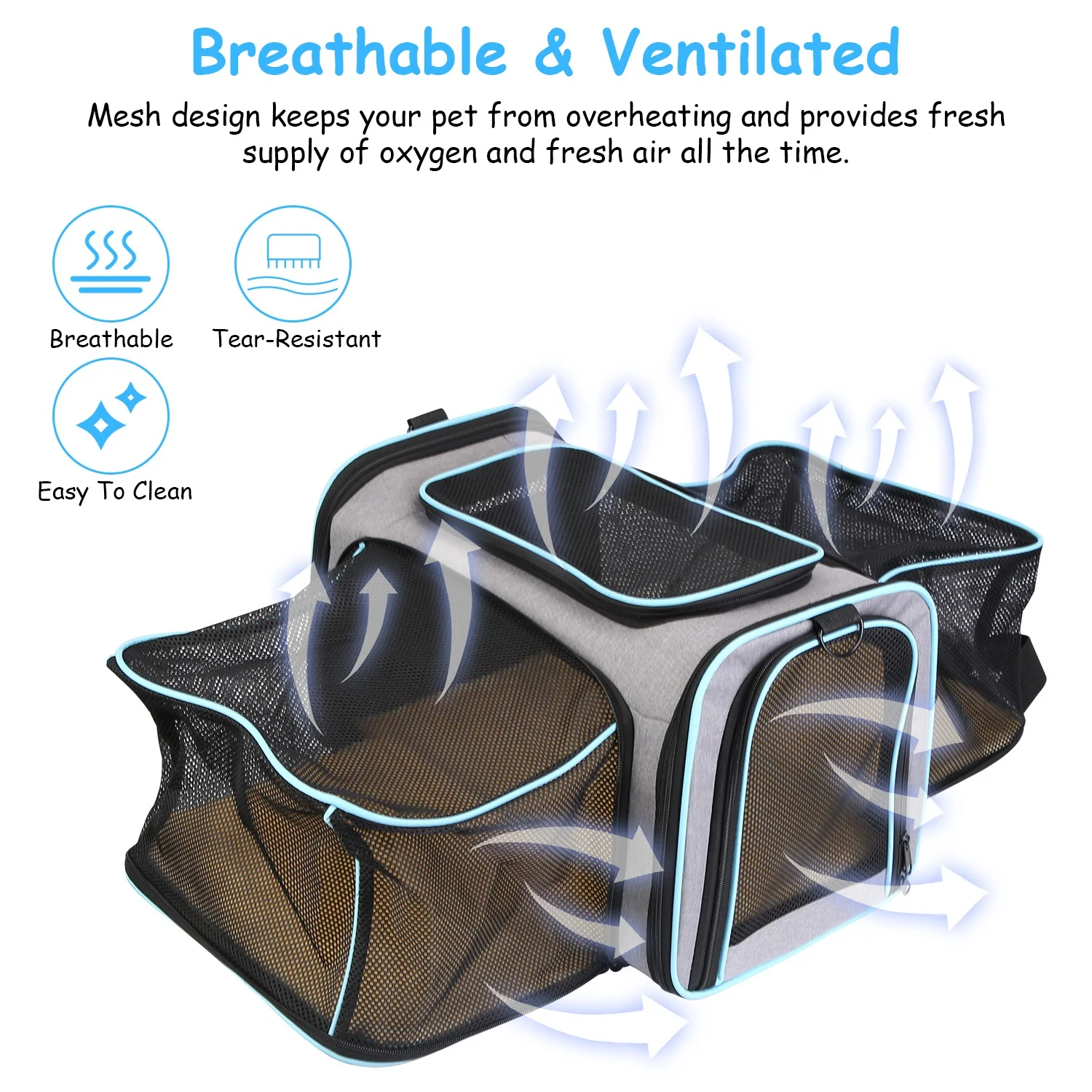 Expandable Pet Cat Carrier, iMounTEK Collapsible Soft Carrier Bag with Removable Fleece Pad Pockets Breathable Mesh Adjustable Shoulder Strap