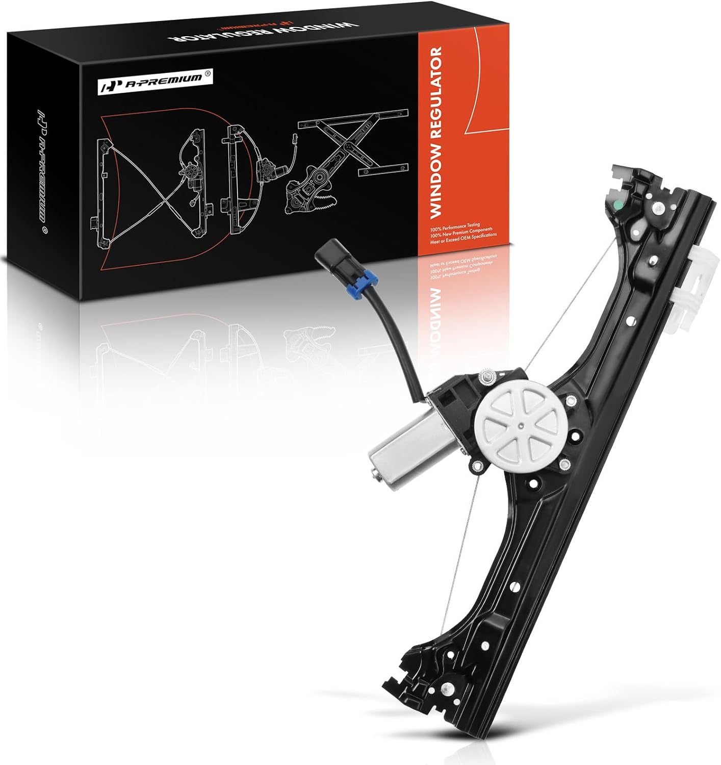 A-Premium Power Window Regulator with 2-pin Motor Compatible with Fiat 500 2012-2019 2-Door SOHC Front Driver Side Replace# 68070267AC