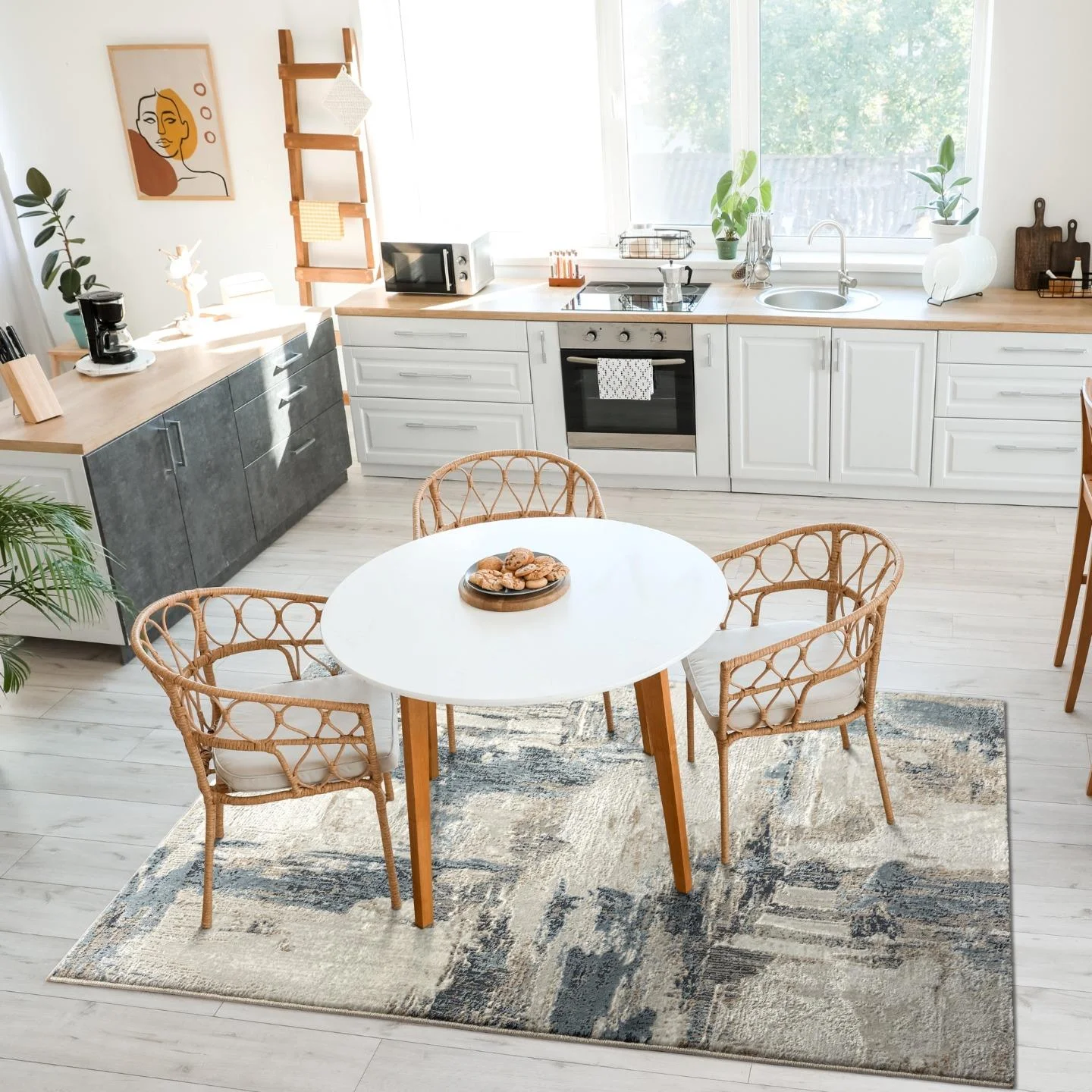 Luxe Weavers Distressed Abstract Blue 8x10 Area Rug, Stain-Resistant Carpet