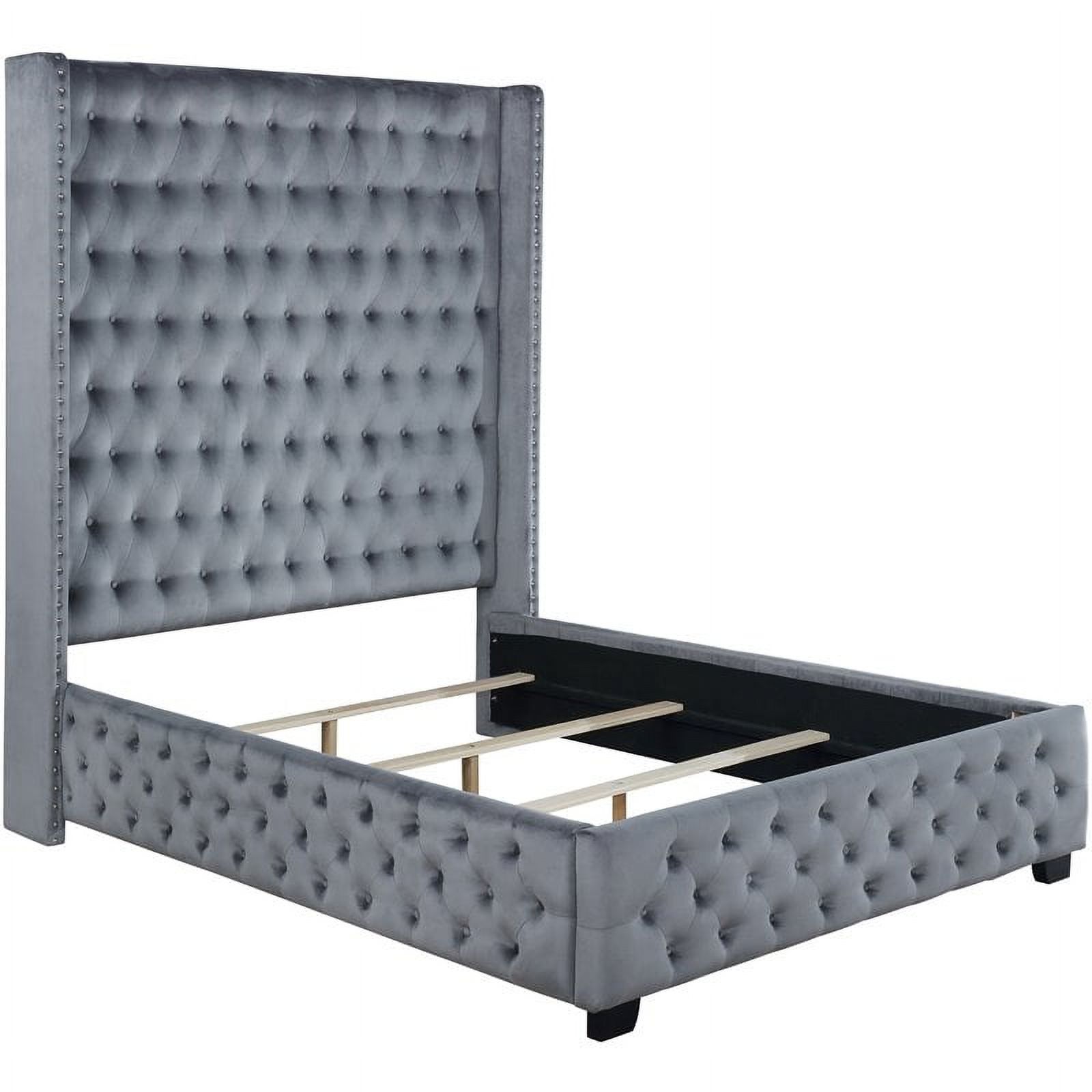 Pemberly Row Modern / Contemporary King Wingback Tufted Bed in Gray