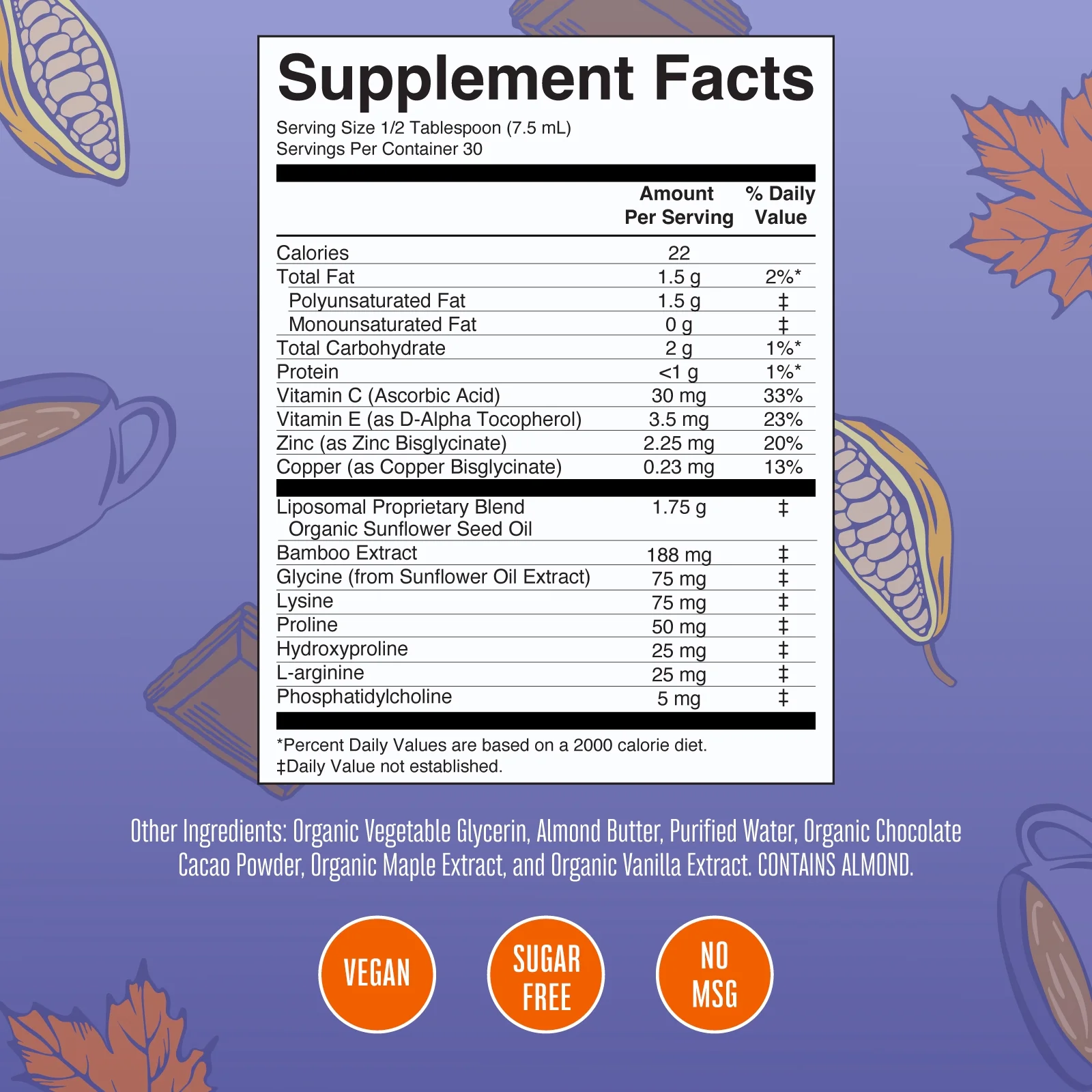 MaryRuth Organics | Collagen Booster Liposomal | Vitamin C, Vitamin E, Zinc, Copper | Maple Hot Cocoa Flavor | Vegan, Sugar Free | 7.6 fl oz / 225ml