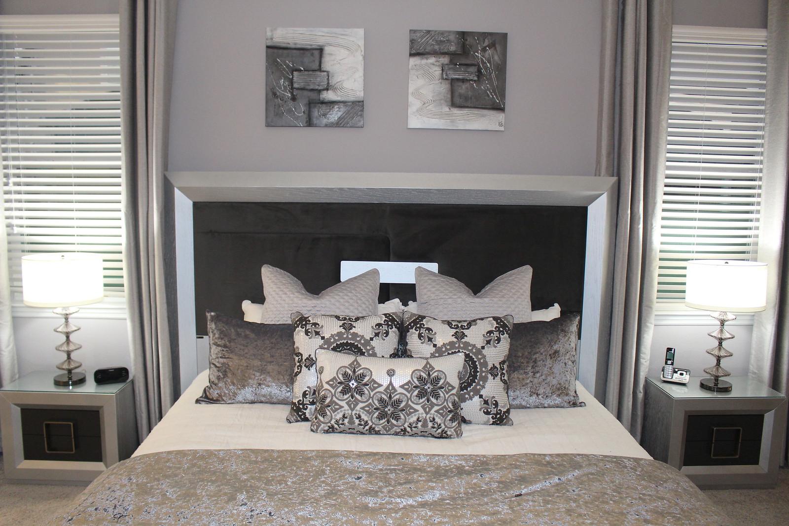 Grey Microfiber Queen Bedroom Set 3P Enzo ESF Modern Contemporary Franco Spain