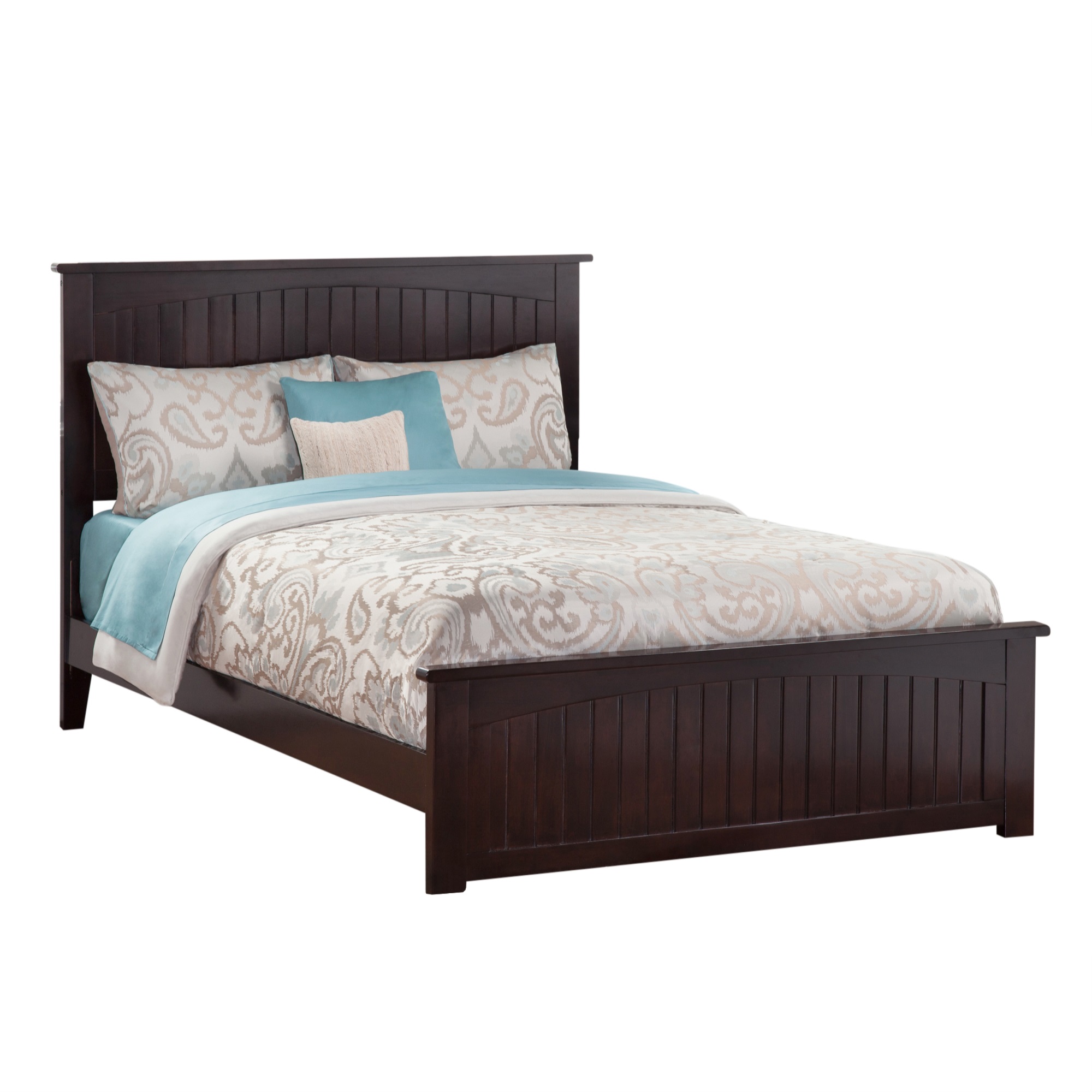 Nantucket Queen Low Profile Platform Bed with Matching Footboard in Espresso