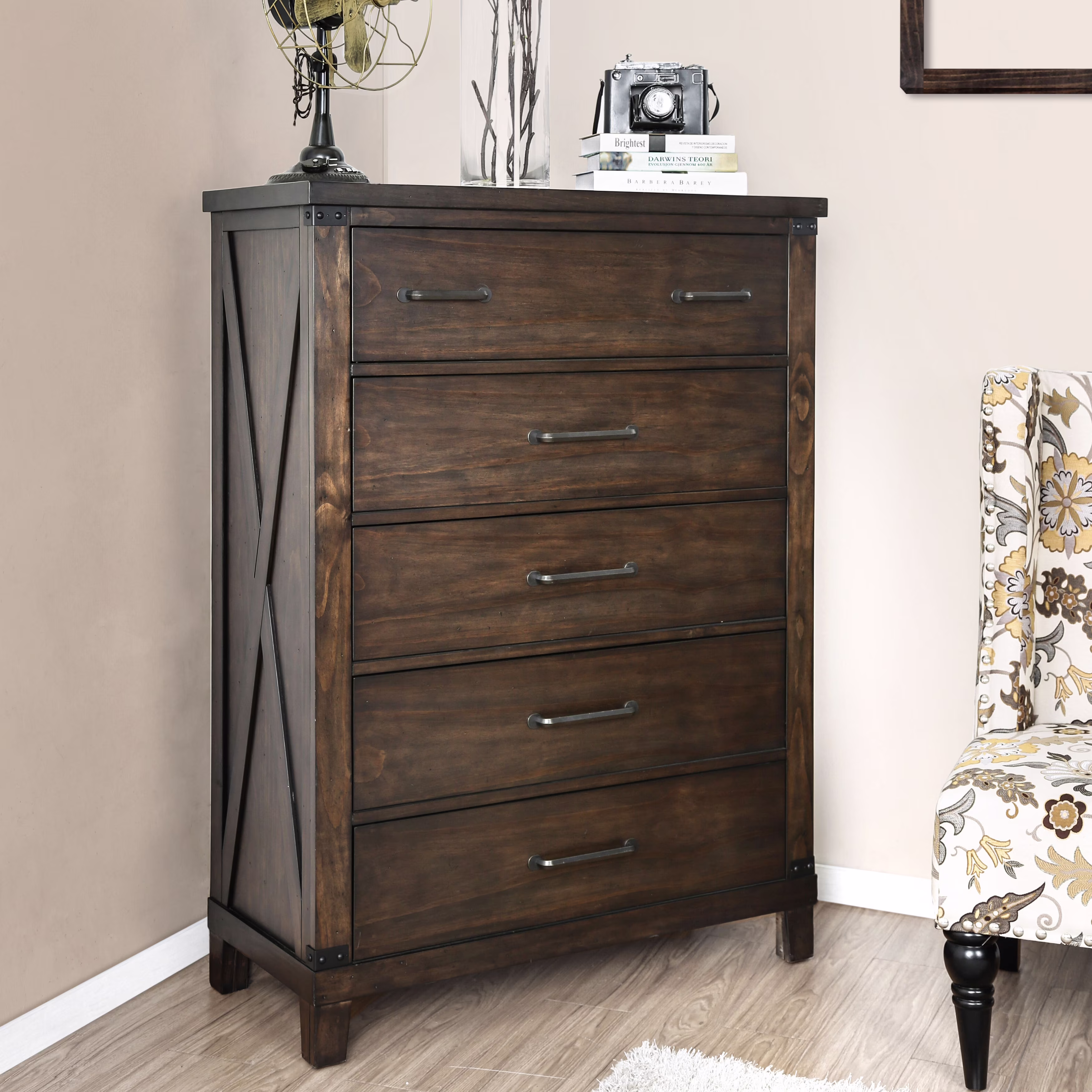 The Gray Barn Epona Rustic Dark Walnut 5-Drawer Vertical Chest by