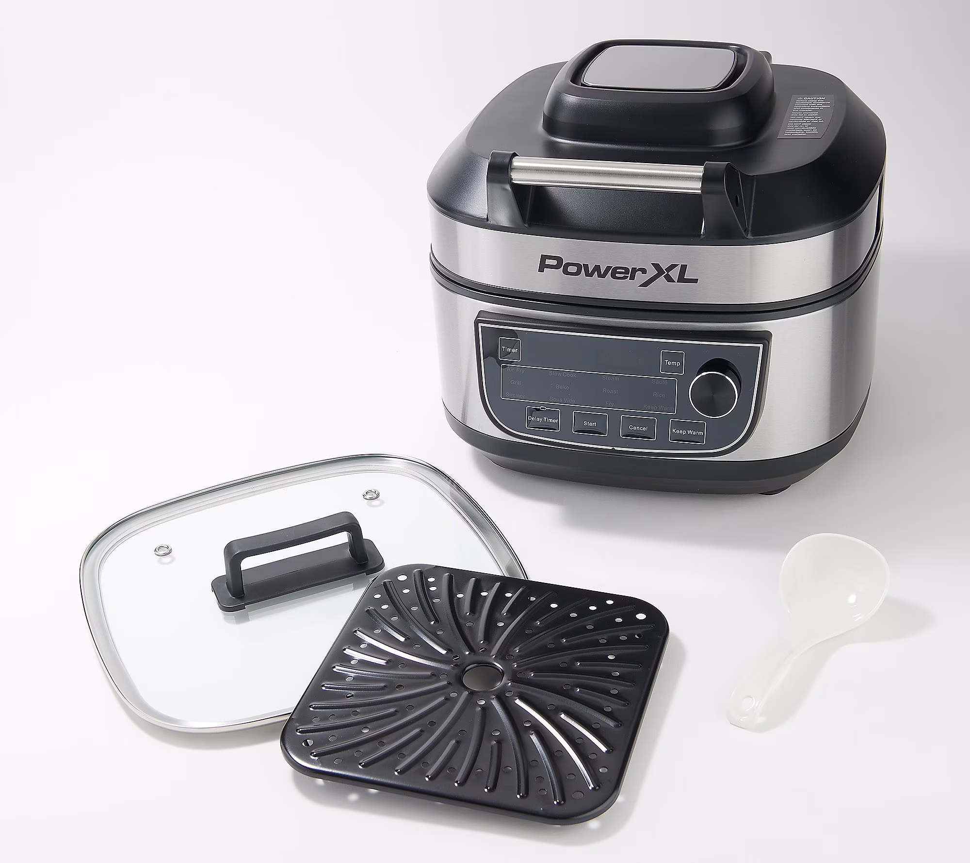 Restored PowerXL 1550W 6-qt 12-in-1 Grill Air Fryer Combo with Glass Lid (Refurbished)