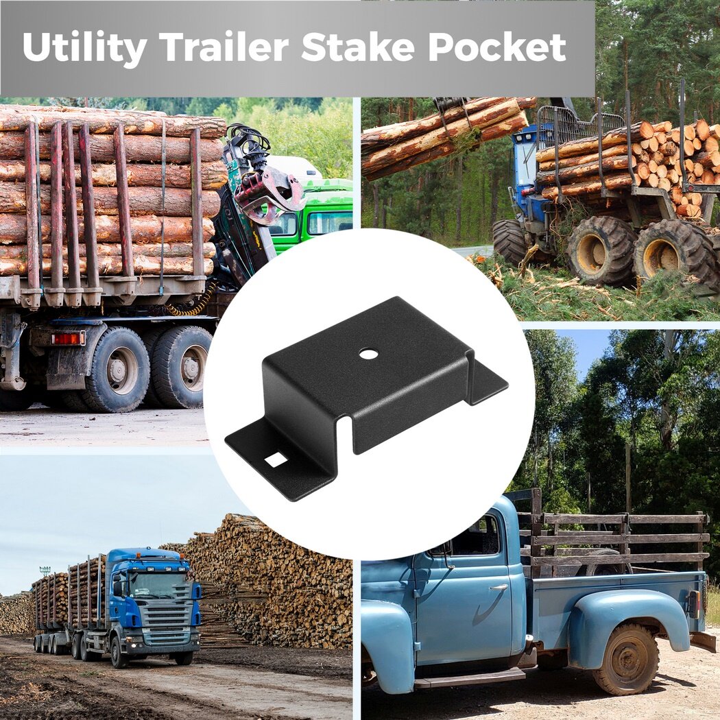 4PCS Trailer Stake Pockets, Utility Trailer Straight Brackets for Wood, Frosted Anti-Slip Stake Pockets with Bolts, Nuts and Washers, Fit for Flat Beds and Trucks
