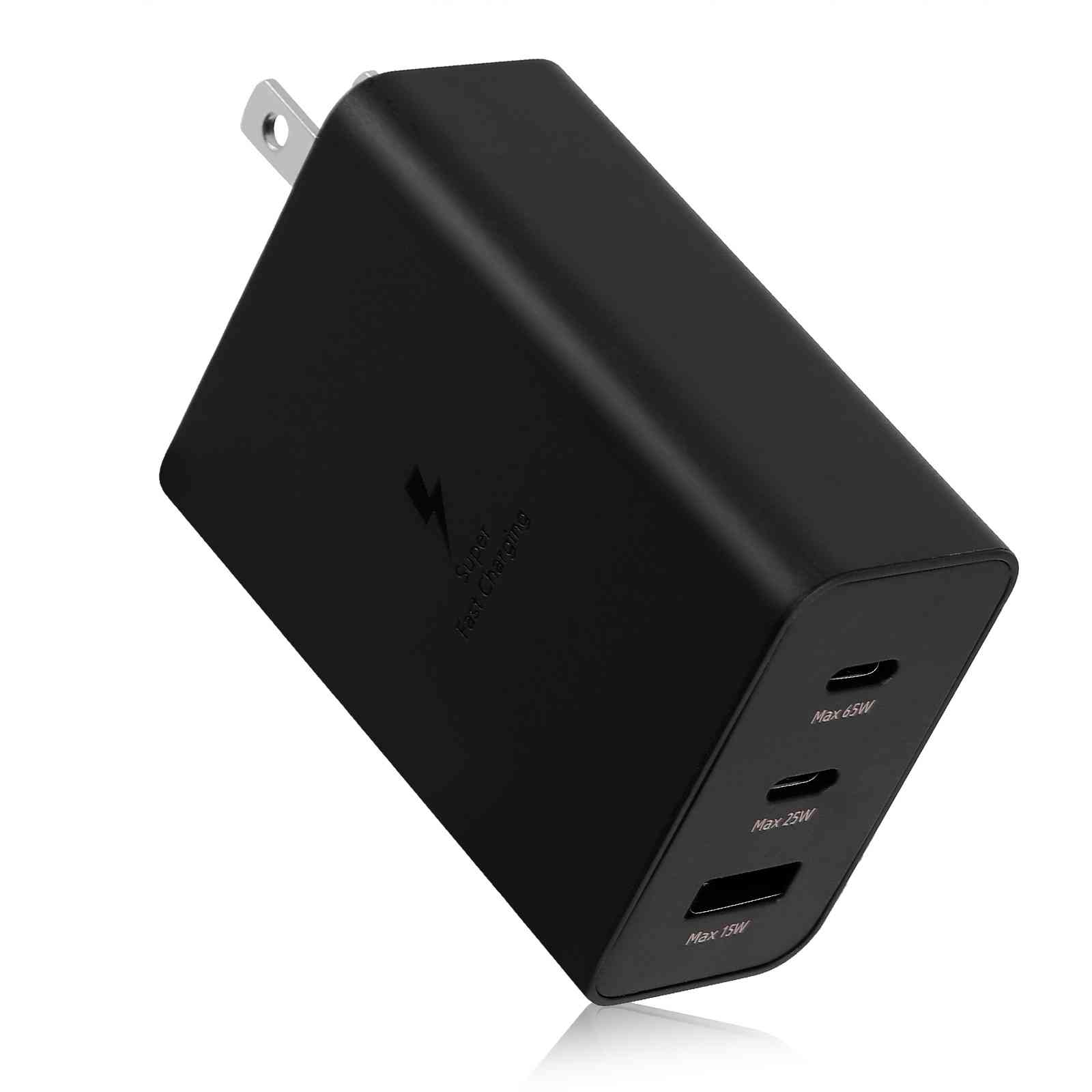 65W Fast Travel Charger with 3 Ports - USB & Dual USB-C - High-Speed Charging for Samsung Galaxy On7 (2016)/Note7 (USA)/Note7/S7 active/C7 iPhone, Samsung Galaxy, Laptops, Phones Google Pixel, MacBook