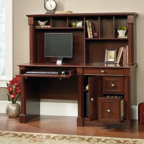 Sauder Palladia Computer Desk And Hutch, Select Cherry Finish