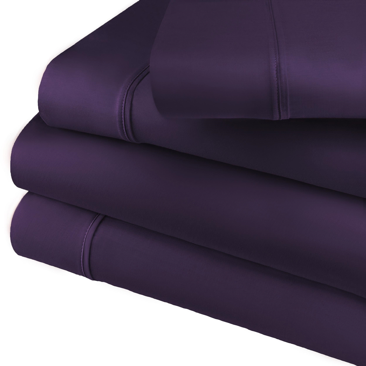 Superior 4-Piece Luxury Cotton Blend Sheet Set, Split King, Plum
