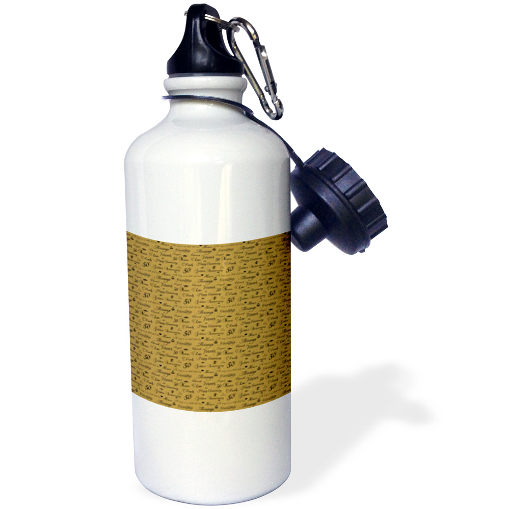 3dRose Golden Anniversary 50th wedding- marriage, Sports Water Bottle, 21oz