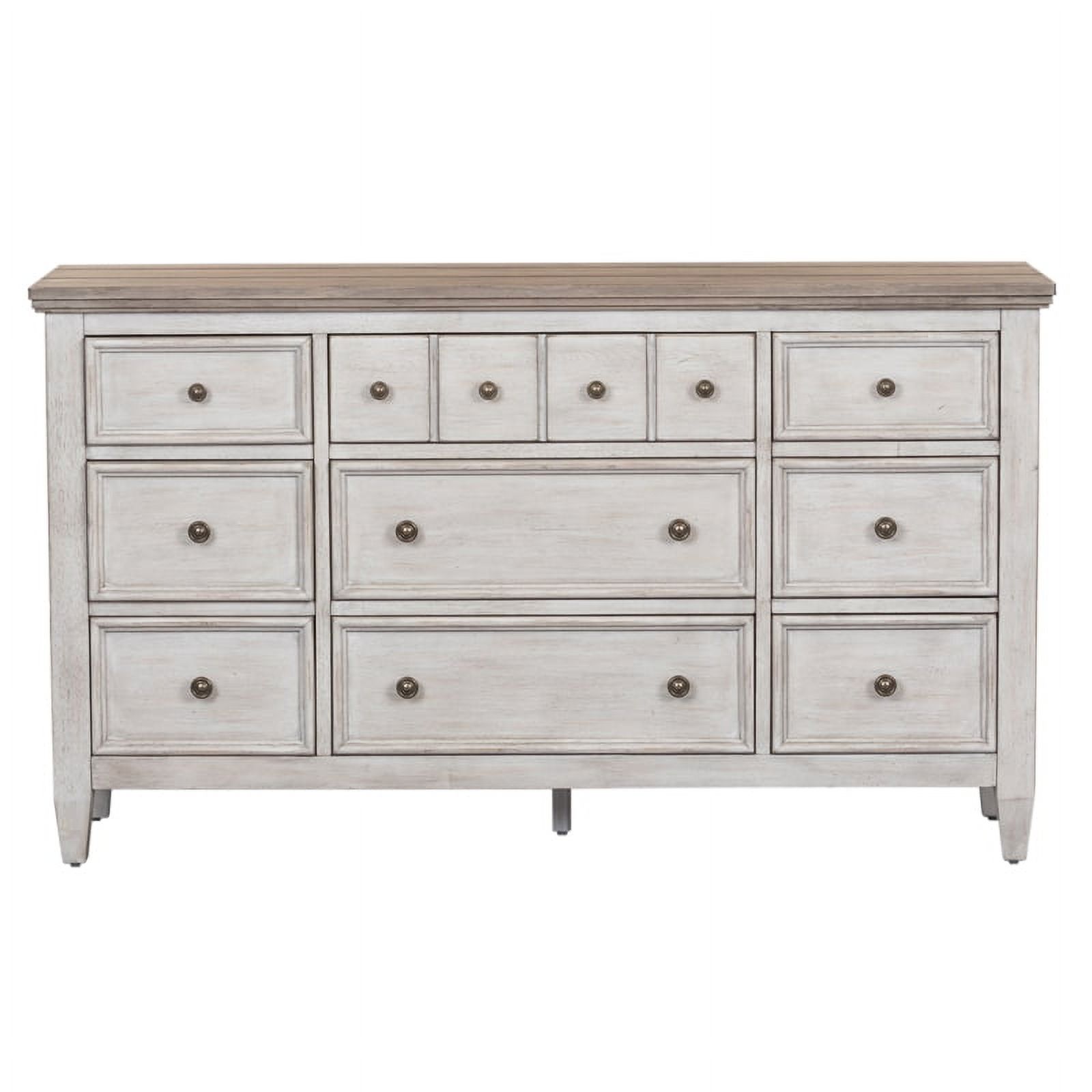 Bowery Hill Mid-Century Wood 9 Drawer Dresser in White