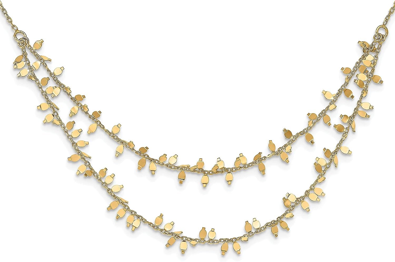 Solid Sterling Silver Gold-plated Multi-layer with 2 in ext Necklace - 16