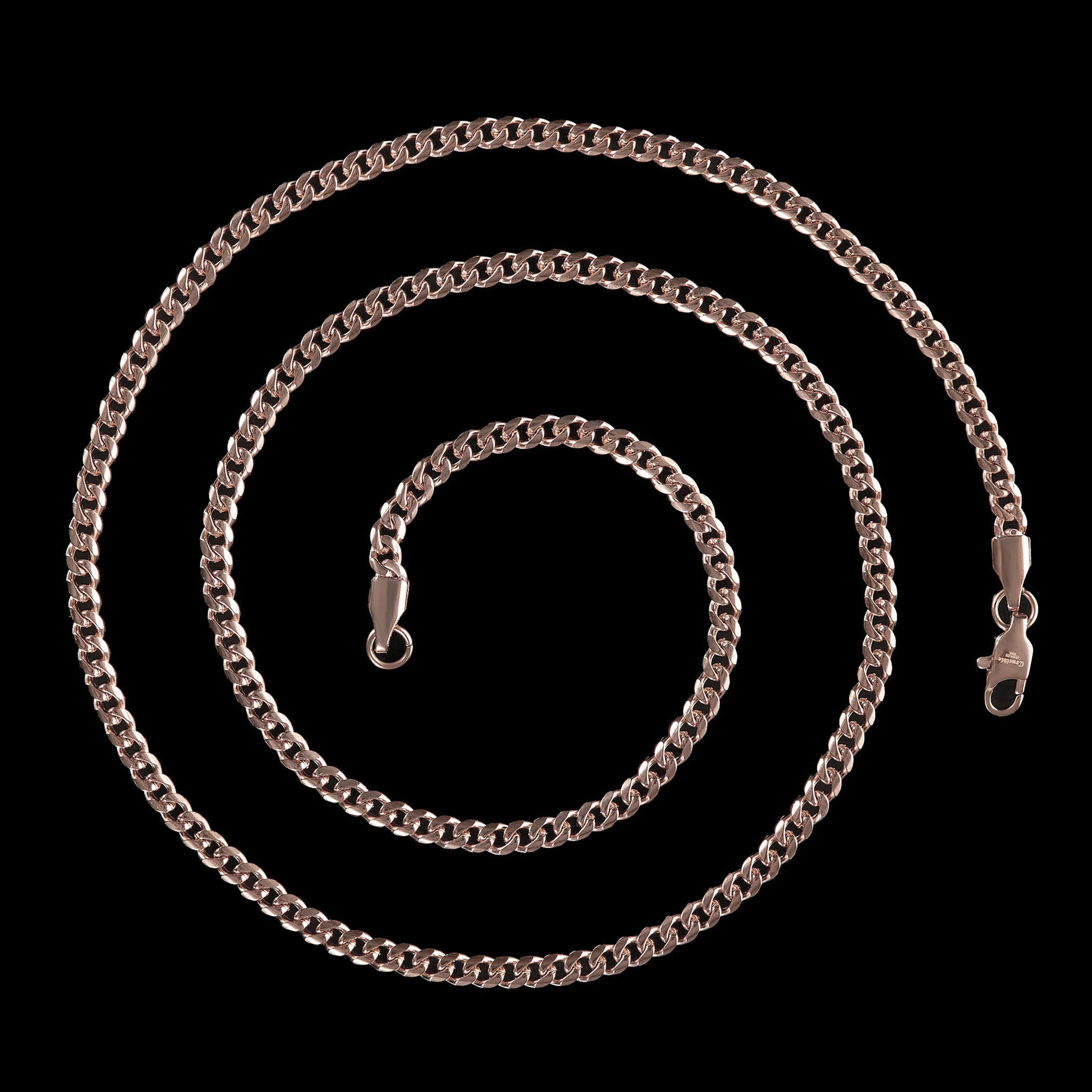 Coastal Jewelry Men's Rose Gold Plated Stainless Steel Rounded Curb Chain Necklace (3.5mm) - 22