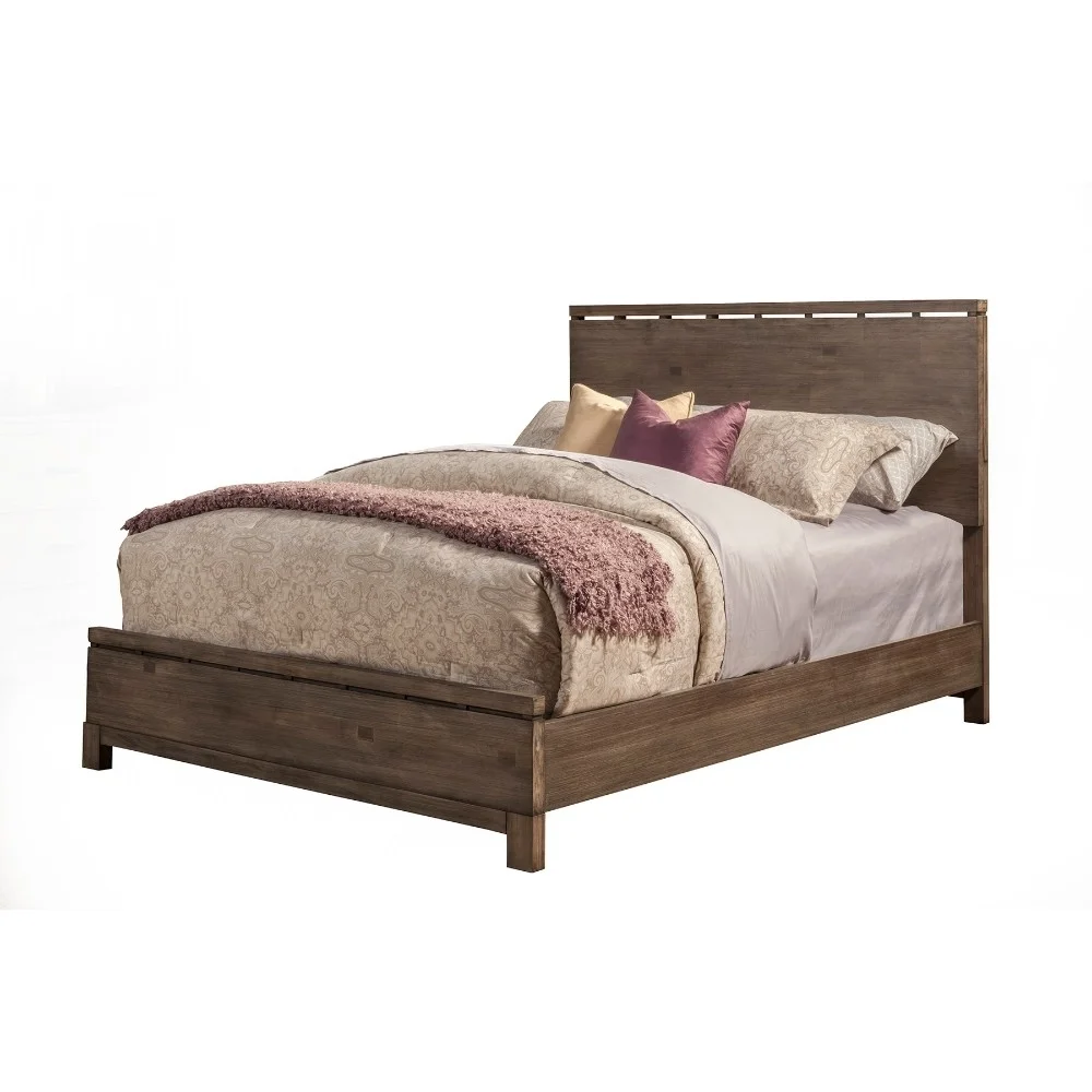 Wooden Full Size Panel Bed,  Brown- Saltoro Sherpi