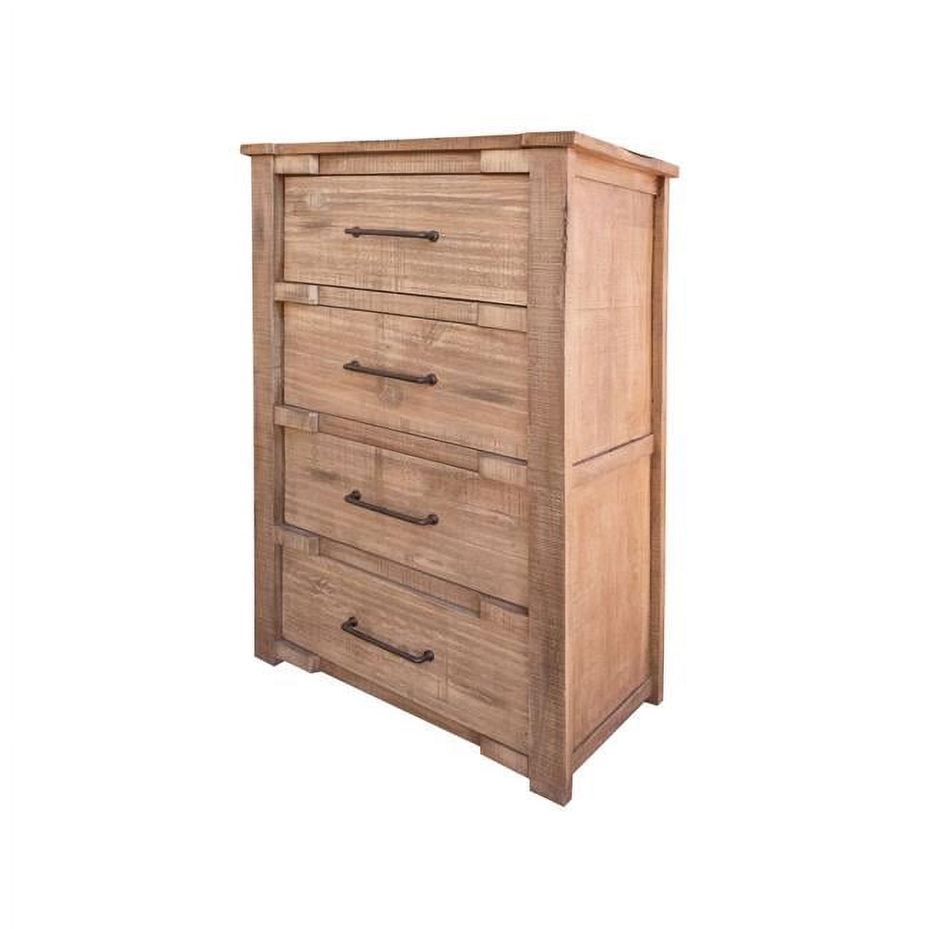 HomeRoots 524615 36 in. Natural Solid Wood Four Drawer Chest, Natural