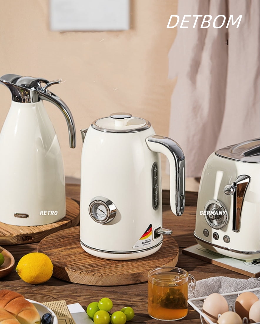 1.7L Stainless Steel Kettle with Temperature Gauge, 1800W Water Boiler with LED Light, Auto Shut-Off and Boil-Dry Protection