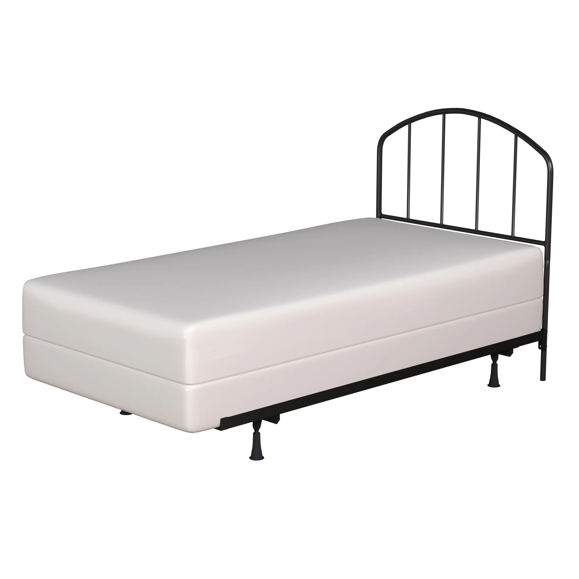 Hillsdale Furniture Tolland Arched Spindle Satin Black Metal Twin Headboard with Bed Frame