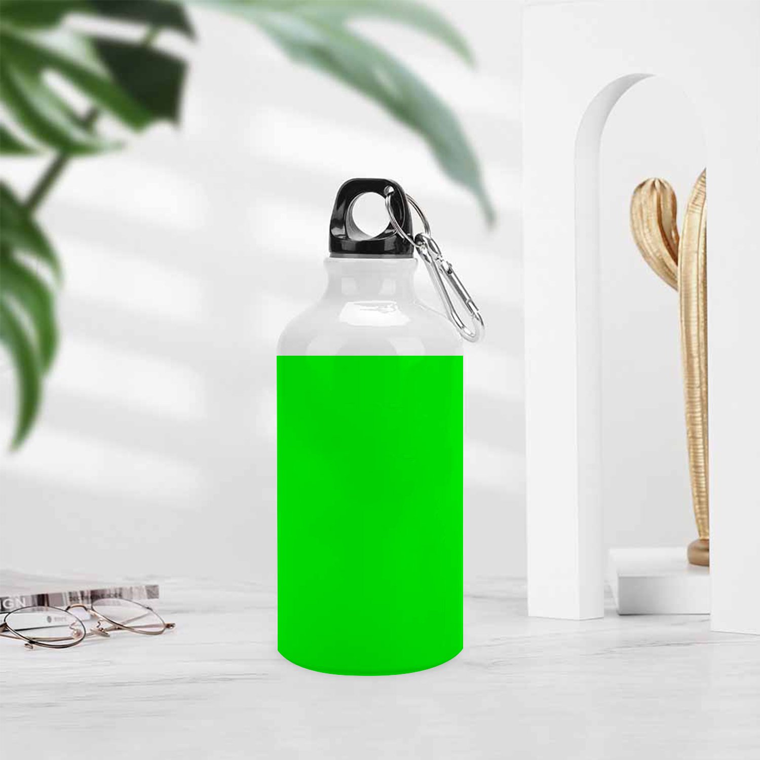 SKYSONIC 400ml Sport Aluminum Water Bottle,Green Solid,Sport Multipack Leak Proof Easy Carry Travel Bottle with Twist Cap for Gym Hiking Camping Running Bike Outdoor