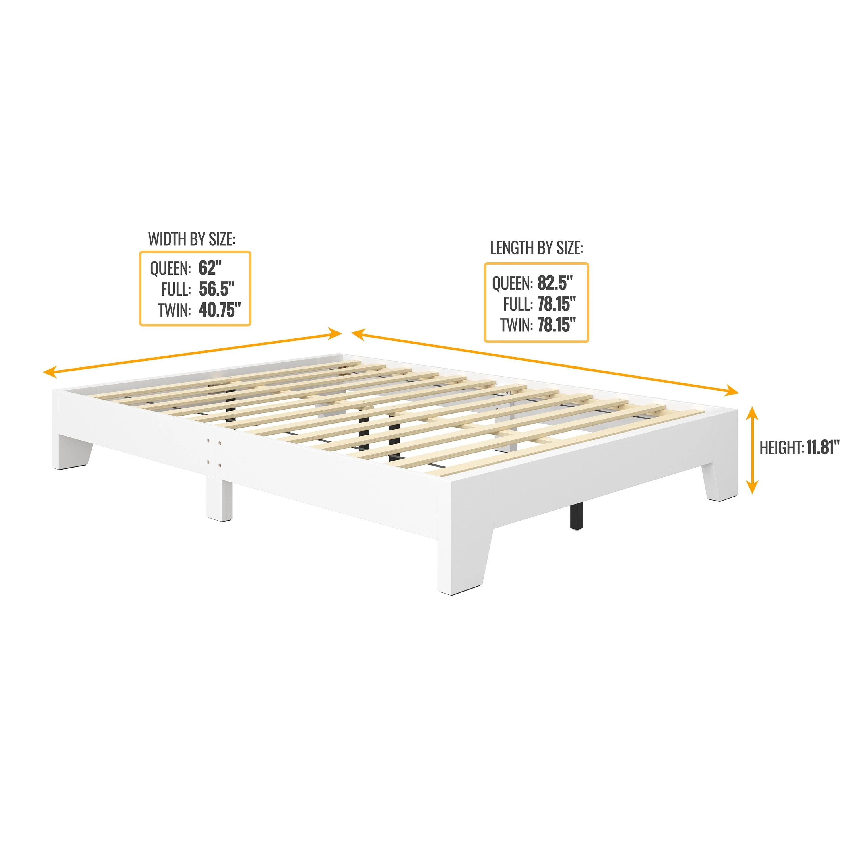 Boyd Sleep Lugano Queen White Platform Bed Frame, Modern No Headboard Design, Easy Assembly