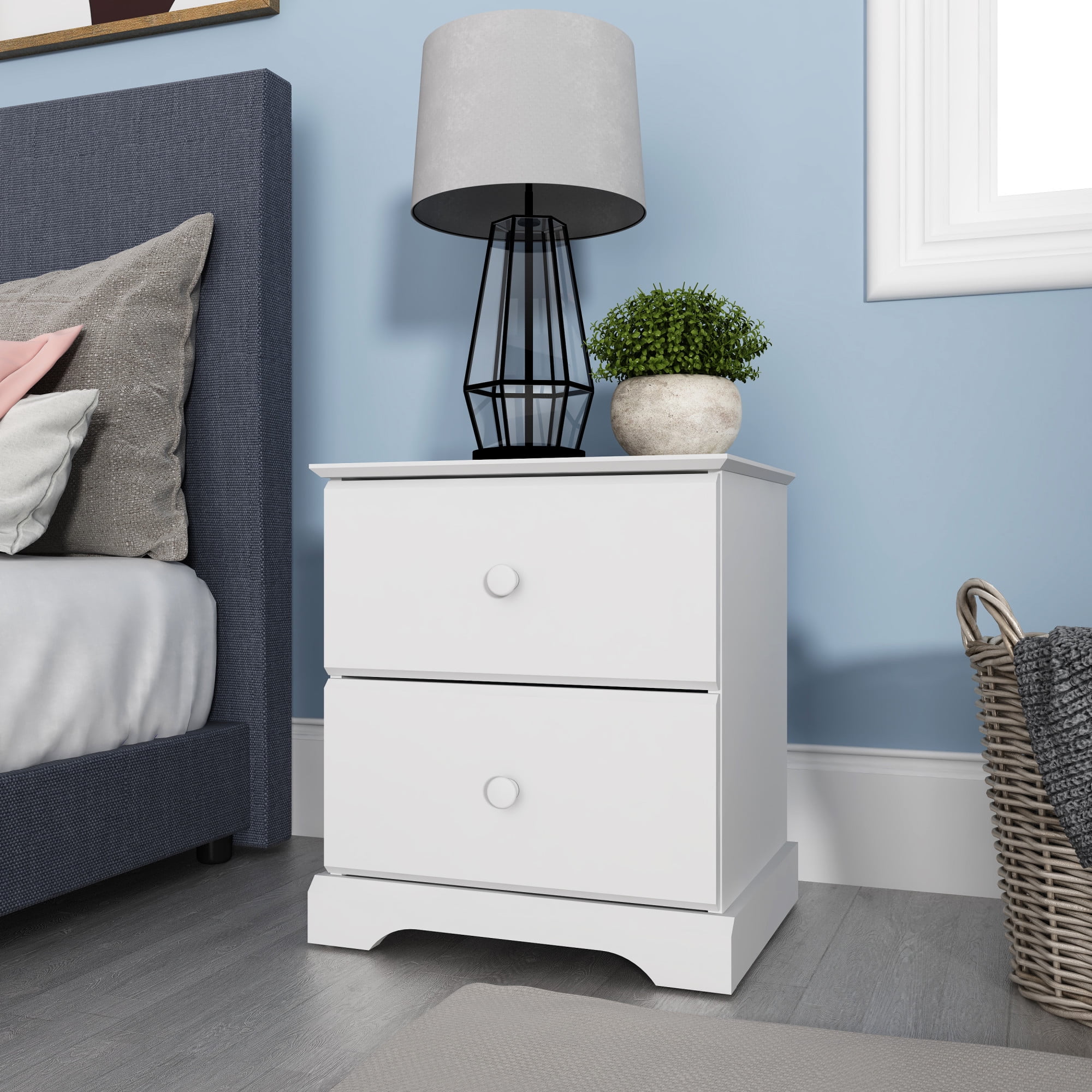 Hillsdale Campbell Wood 2-Drawer Kids Nightstand, White