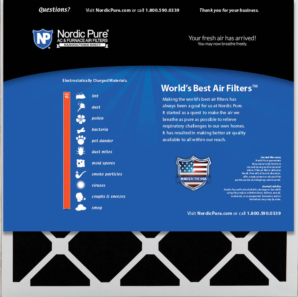 20x20x5 (4 3/8) Honeywell Replacement Furnace Filters MERV 15 Plus Carbon 1 Pack
