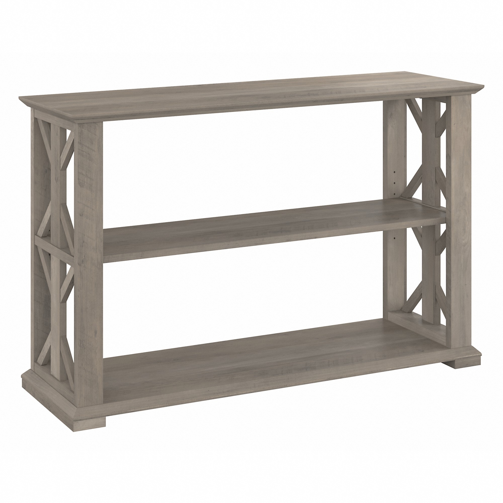 Homestead Console Table with Shelves in Linen White Oak - Engineered Wood