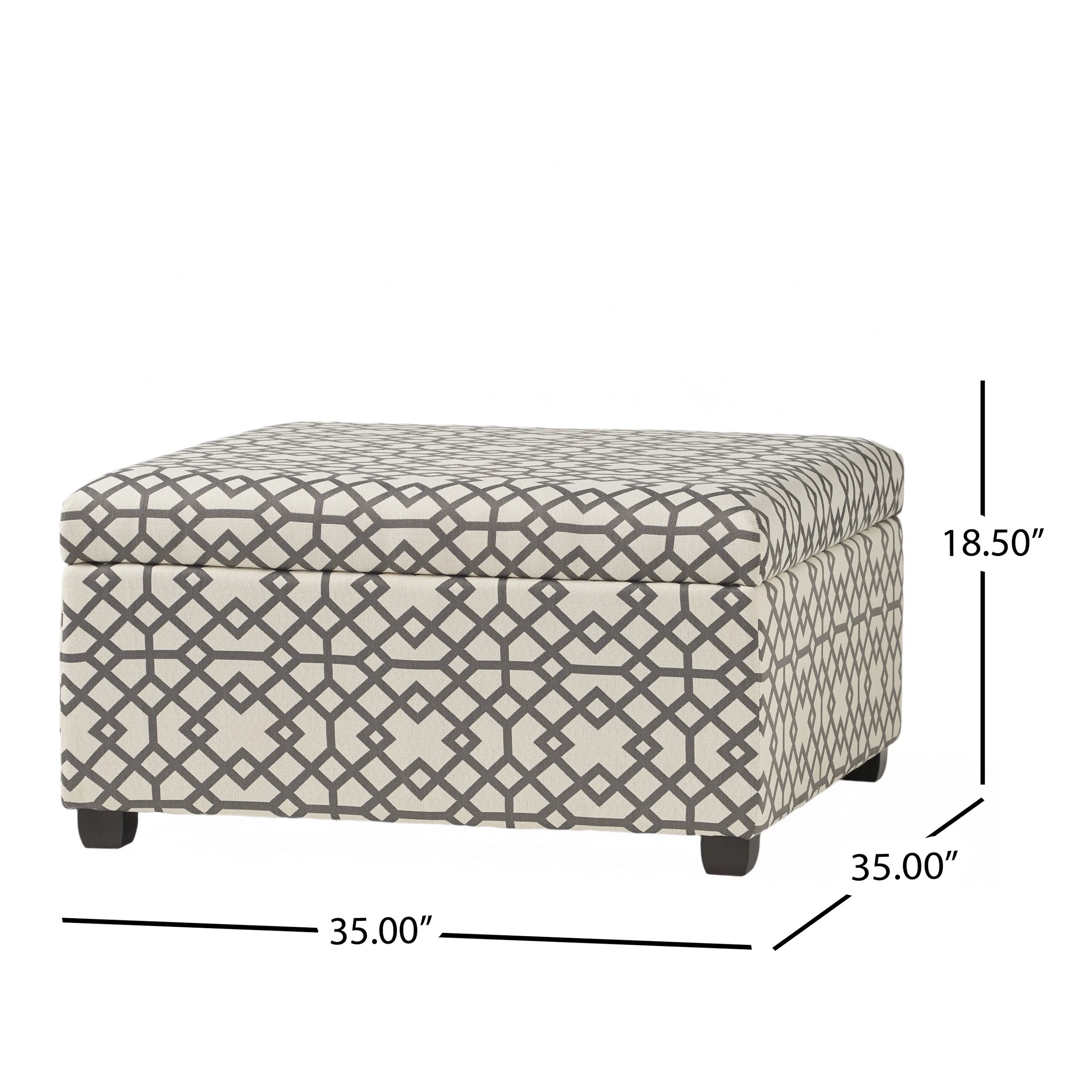 Noble House Bessley Square Lift Top Ottoman, Grey Geometric