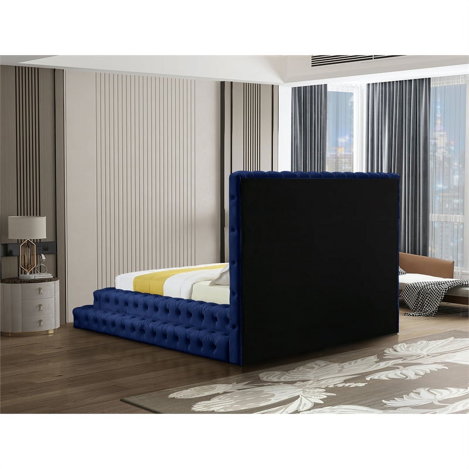 Meridian Furniture Revel Navy Velvet Queen Bed