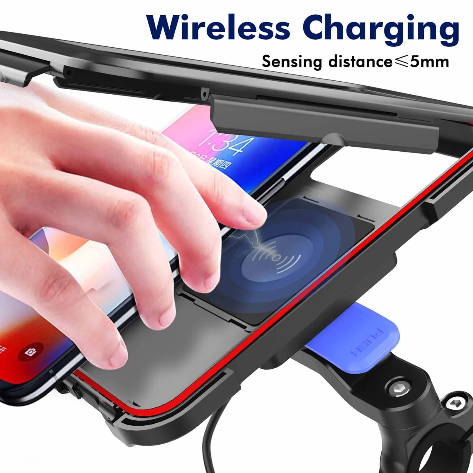 Kqacd 15W Cycling Wireless Charging Mobile Phone Bracket, Waterproof Package Bracket