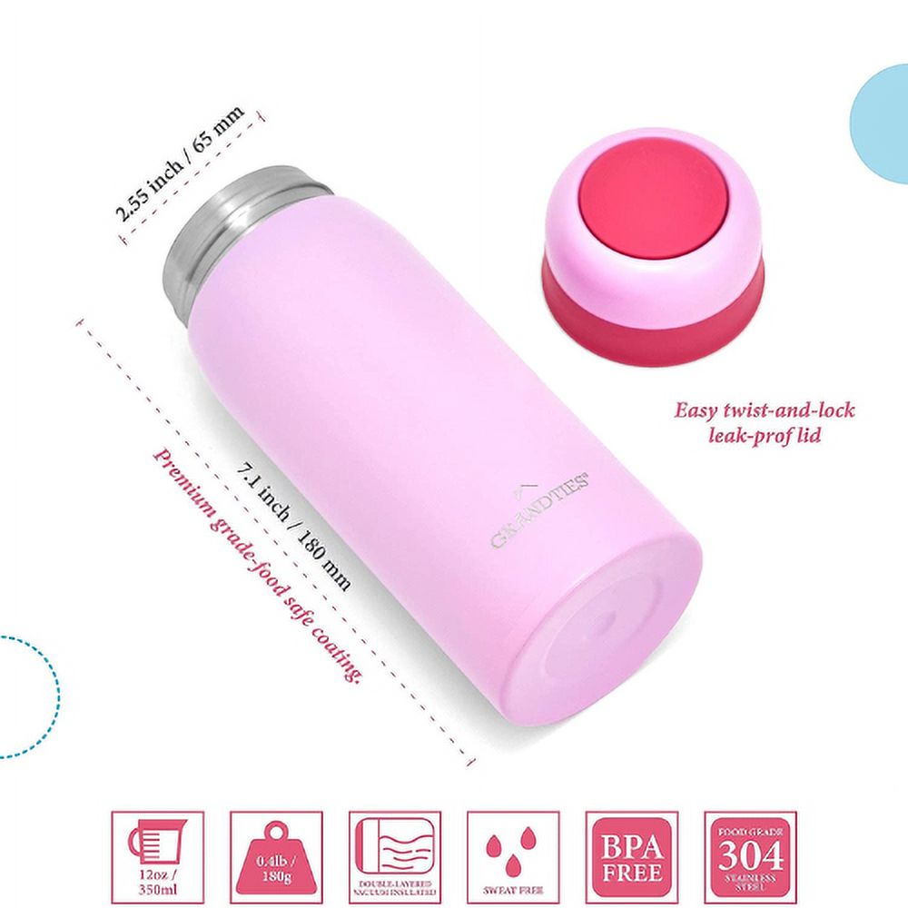 GrandTies Kids Insulated Water Bottle - Pink