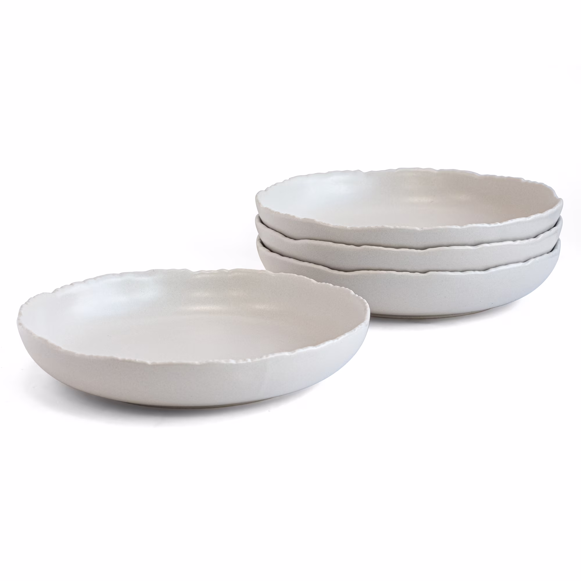 Over and Back Set of 4 Beige Stoneware Dinner Bowls