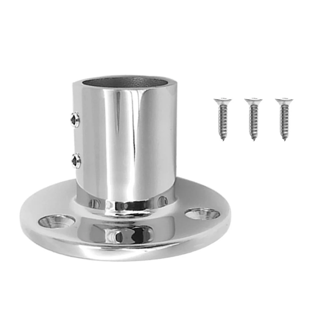Heavy Duty Marine Boats Handrail Hand Rail Hardware Fitting 90 Degree Round Base Icnh 25mm Tube, with Screws