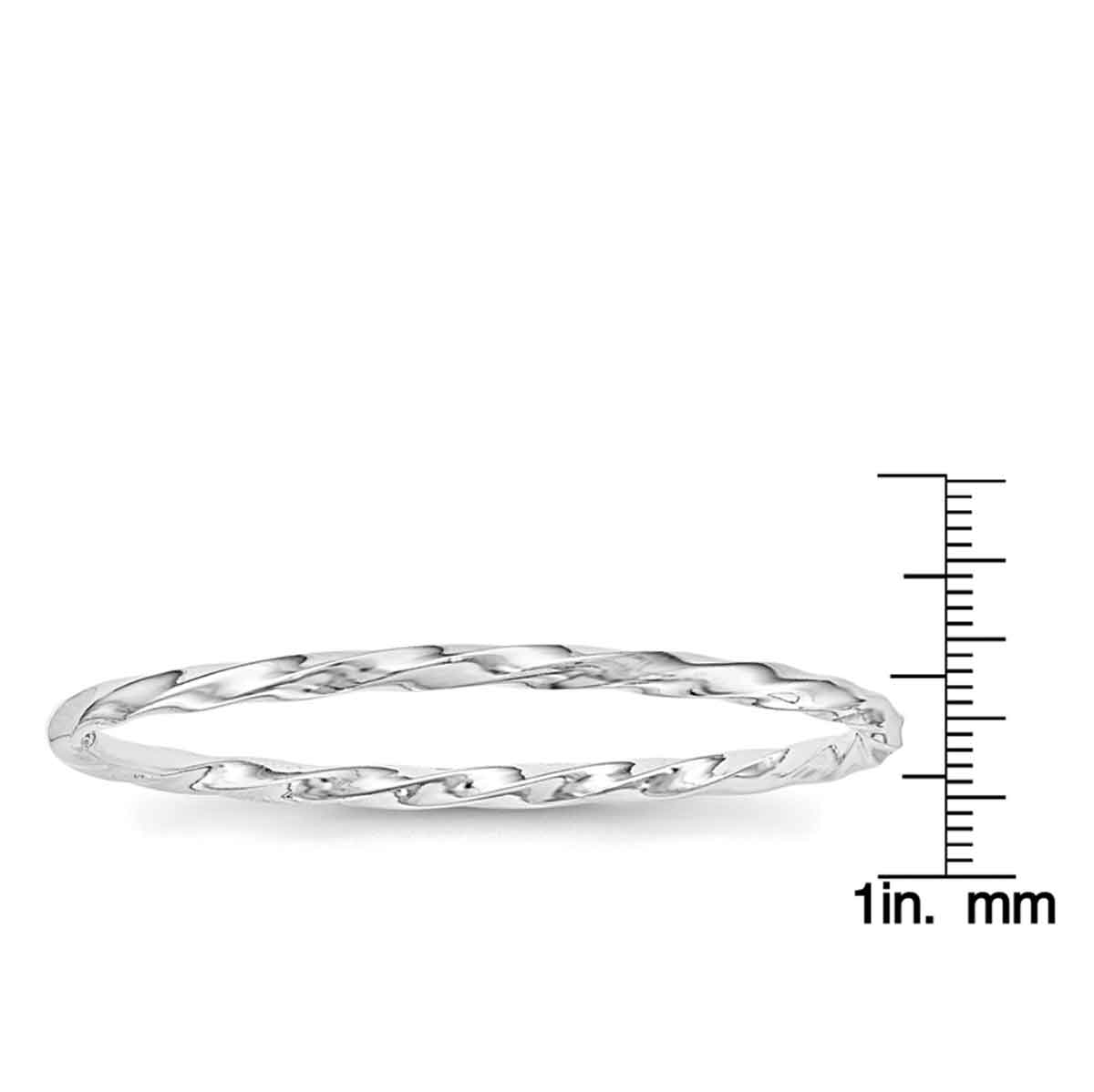 Primal Silver Sterling Silver Rhodium Plated Polish Twisted Slip-on Child's Bangle
