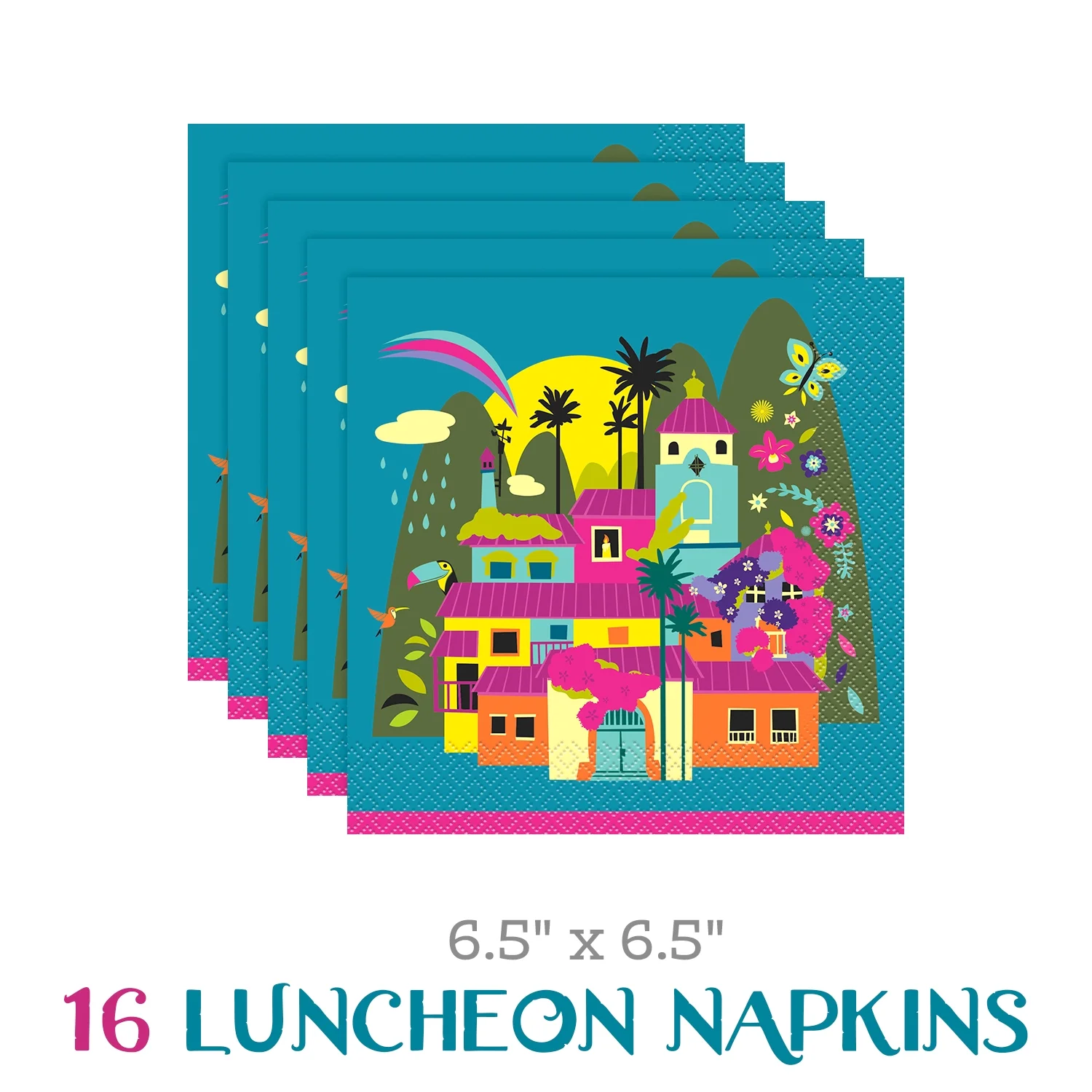 Encanto Party Supplies - Set of 16 - Includes Enchanto Birthday Party Plates and Napkins, Enchanto Cups, Perfect Enchanto Party Supplies, Disney Themed Tableware