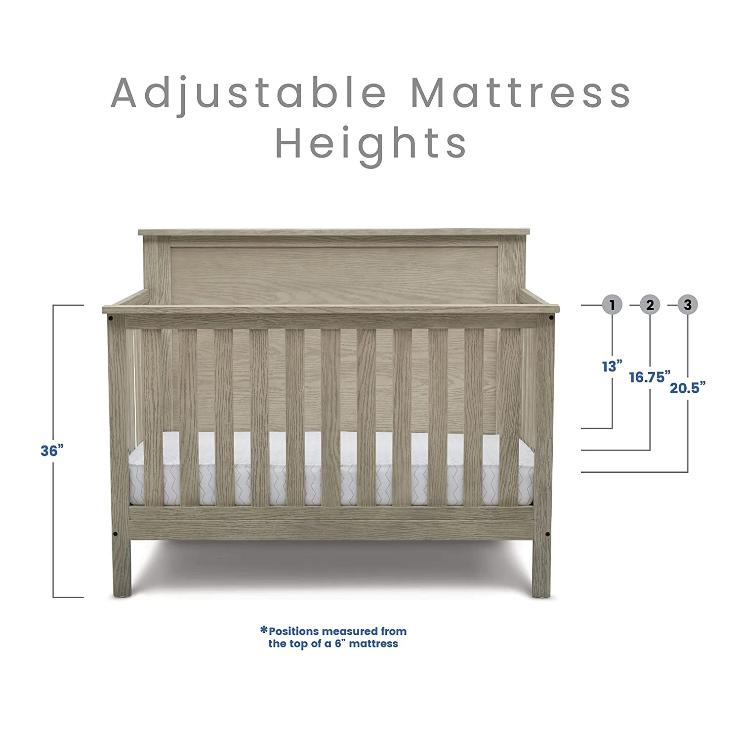 Delta Children Middleton 4-in-1 Convertible Baby Crib, Greenguard Gold Certified, Textured Limestone