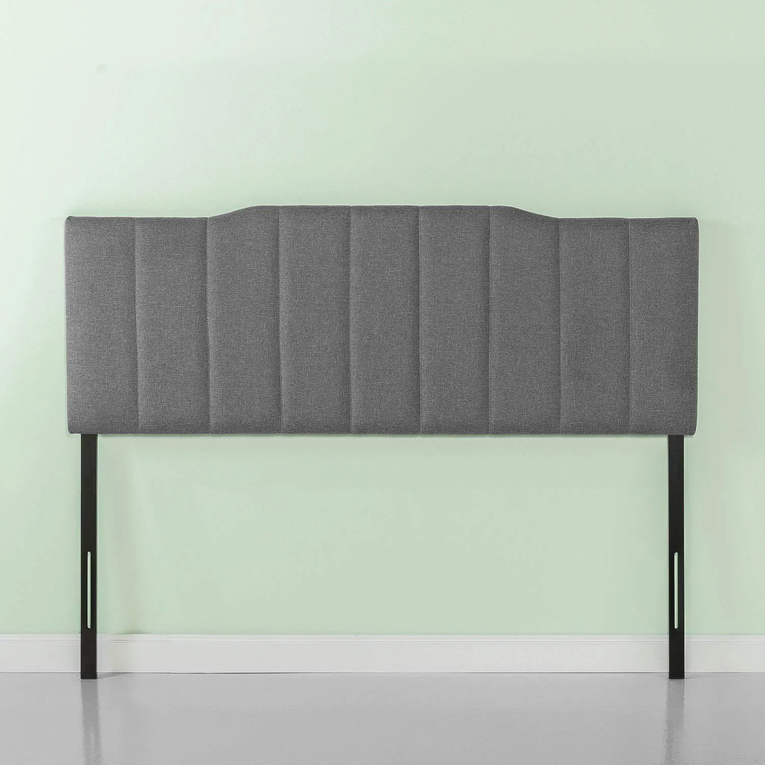 Zinus Satish Upholstered Channel Stitched Headboard in Grey, Queen Gray