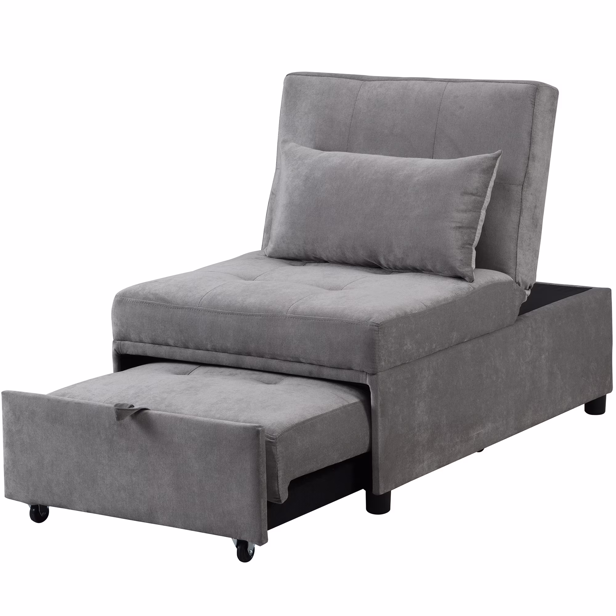 SYNGAR Folding Sofa Bed, Convertible Chair 4 in 1 Functional Ottoman Modern Breathable Fabric Guest Bed with Pillow and Soft Cushion, Adjustable Sleeper Futon Sofa for Small Room Apartment, Gray