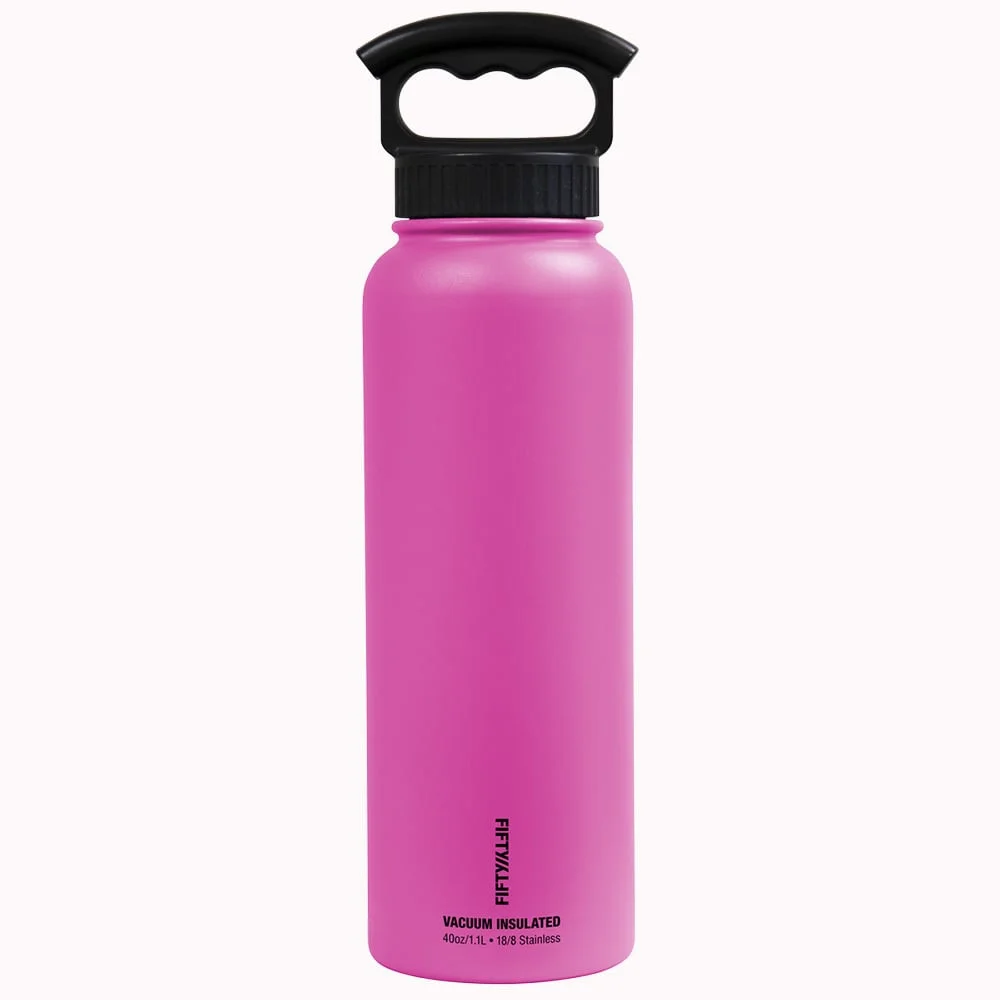 Icy-Hot Hydration  40 oz Matte Black Vacuum Insulated Bottle - 3 Finger Grip Lid
